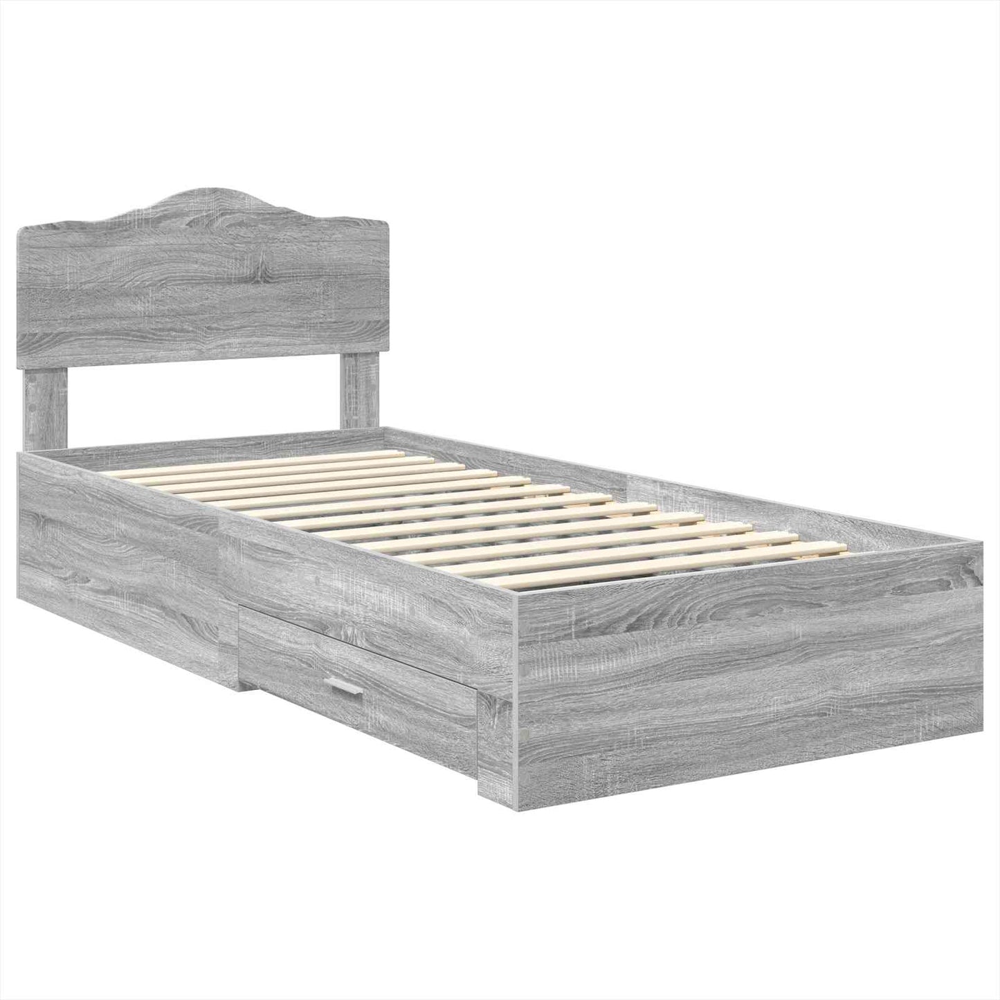 Bedframe met hoofdeinde Grijs Sonoma 100 x 200 cm Bewerkt hout is nu te koop bij PeponiXL, paradijselijk wonen!