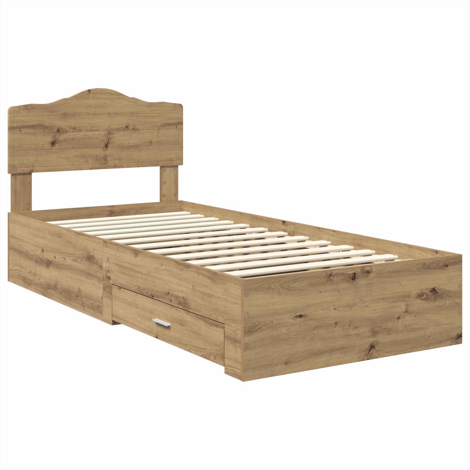 Bedframe met hoofdeinde Artisan Eiken 100 x 200 cm Bewerkt hout is nu te koop bij PeponiXL, paradijselijk wonen!