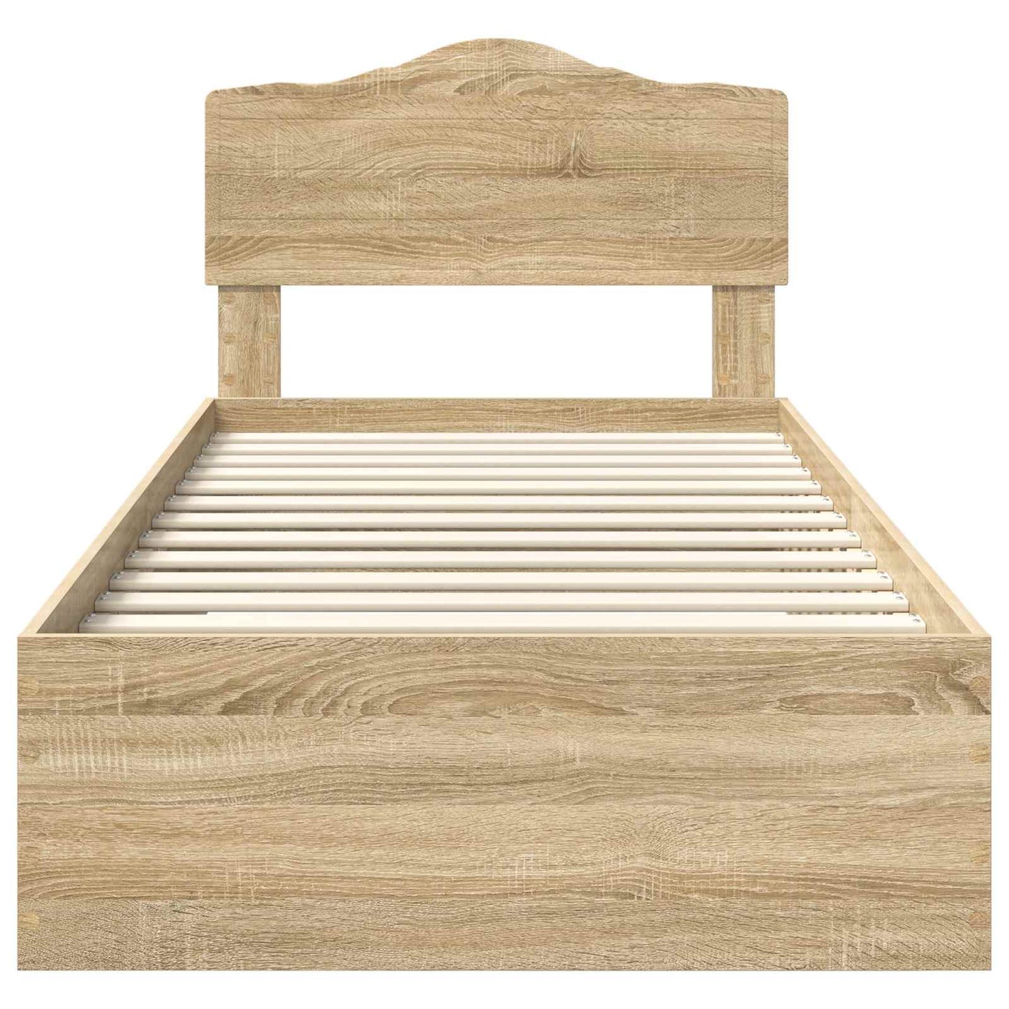 Bedframe met hoofdeinde Sonoma Eiken 90 x 200 cm Bewerkt hout is nu te koop bij PeponiXL, paradijselijk wonen!