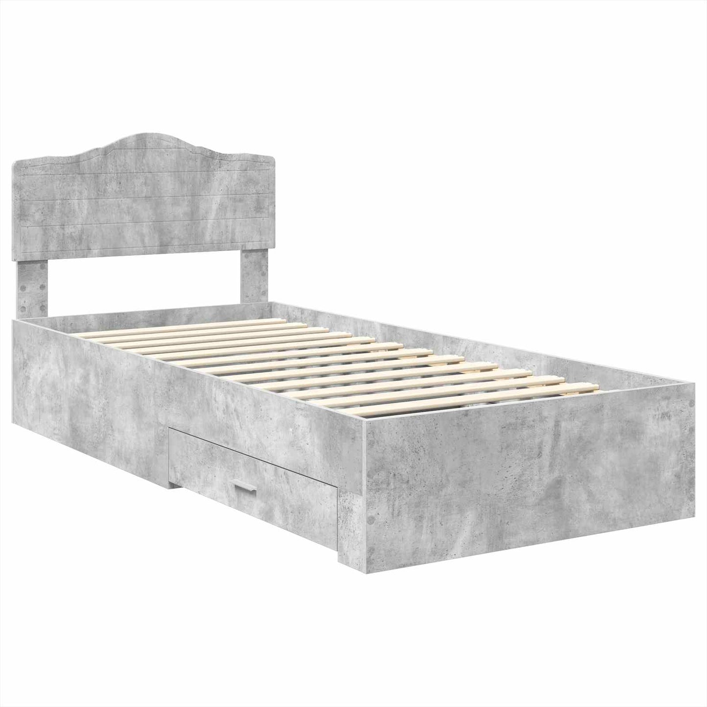 Bedframe met hoofdeinde Beton Grijs 90 x 200 cm Bewerkt hout is nu te koop bij PeponiXL, paradijselijk wonen!