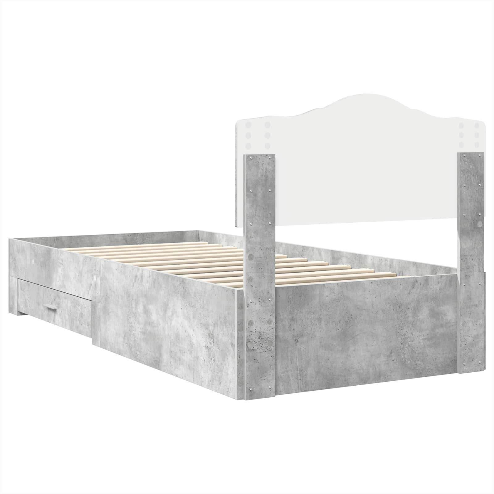 Bedframe met hoofdeinde Beton Grijs 90 x 200 cm Bewerkt hout is nu te koop bij PeponiXL, paradijselijk wonen!