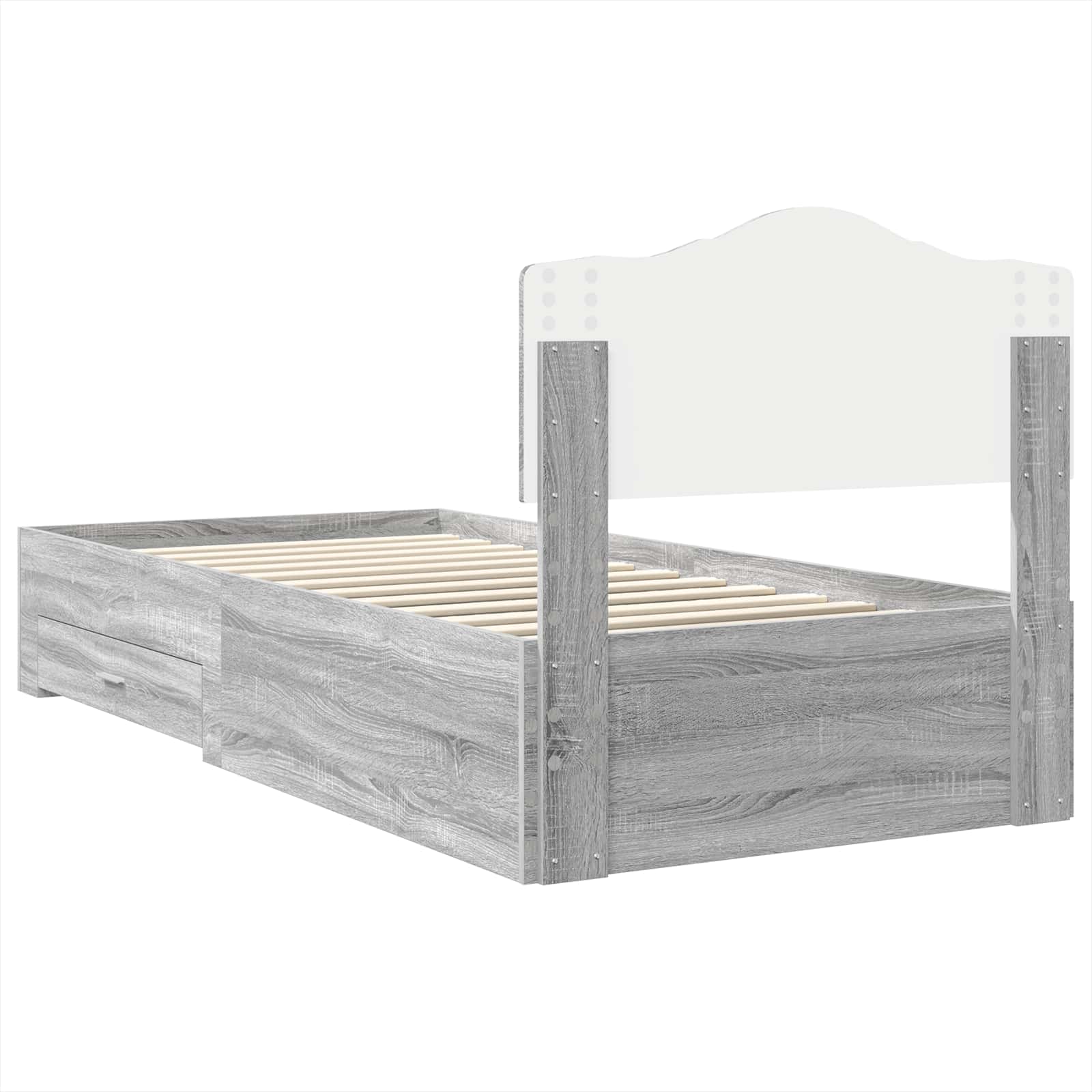 Bedframe met hoofdeinde Grijs Sonoma 90 x 200 cm Bewerkt hout is nu te koop bij PeponiXL, paradijselijk wonen!