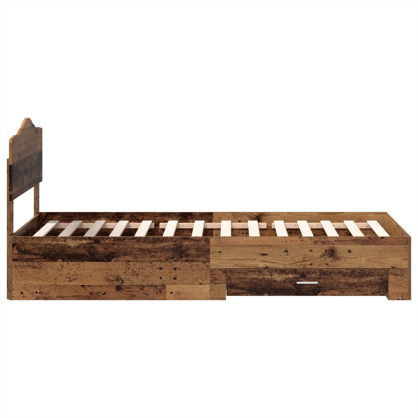 Bedframe met hoofdeinde Oudhout 90 x 200 cm Bewerkt hout is nu te koop bij PeponiXL, paradijselijk wonen!