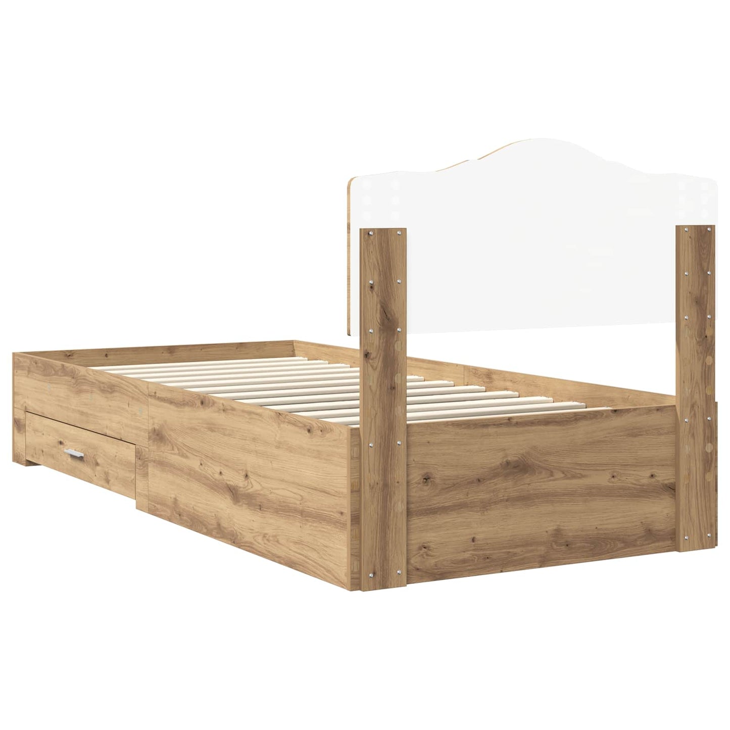 Bedframe met hoofdeinde Artisan Eiken 90 x 200 cm Bewerkt hout is nu te koop bij PeponiXL, paradijselijk wonen!