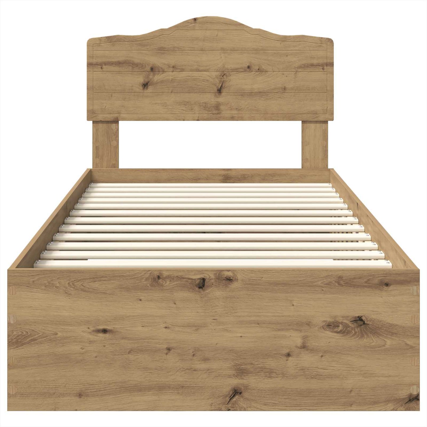 Bedframe met hoofdeinde Artisan Eiken 90 x 200 cm Bewerkt hout is nu te koop bij PeponiXL, paradijselijk wonen!