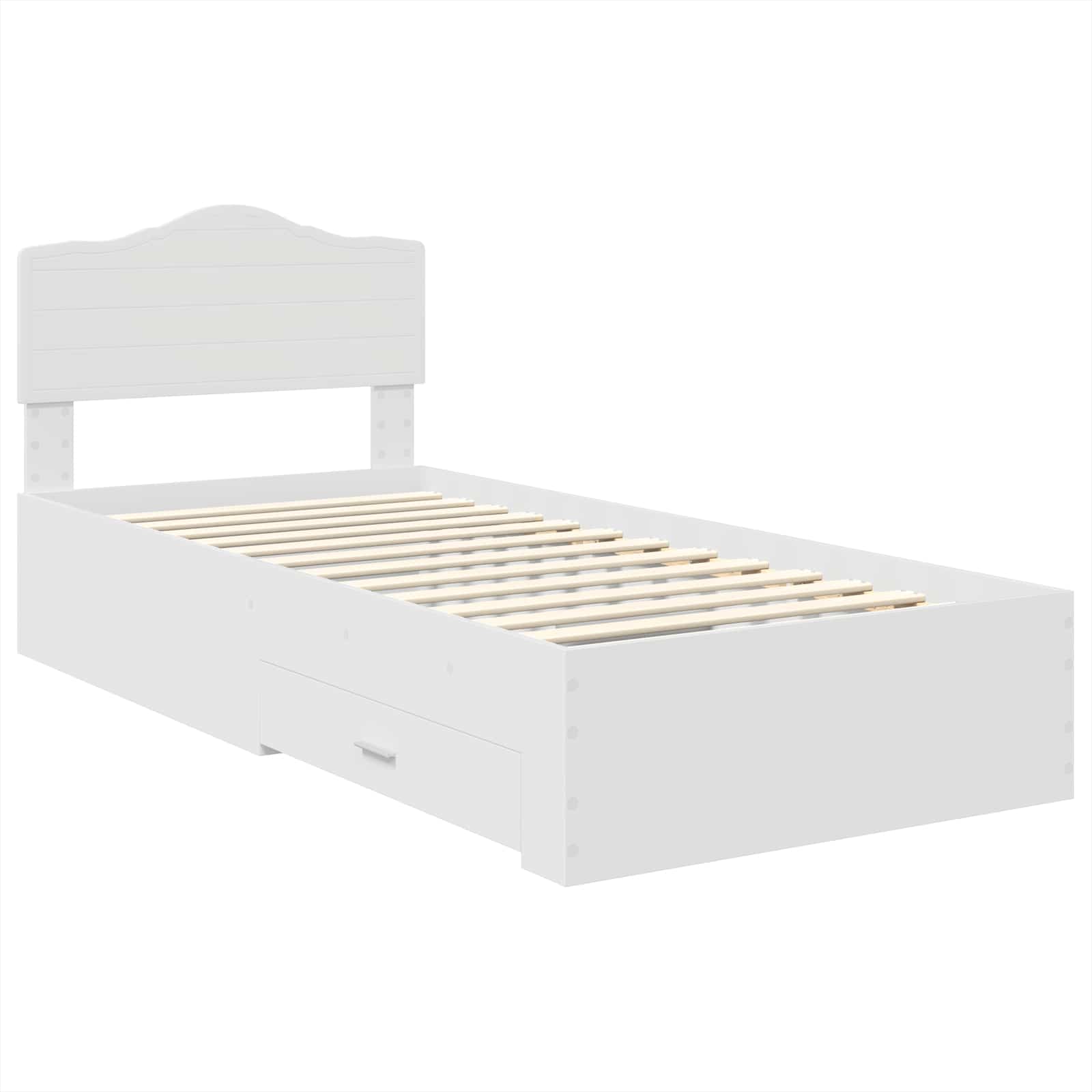 Bedframe met hoofdeinde met lade Wit 90 x 190 cm Bewerkt hout is nu te koop bij PeponiXL, paradijselijk wonen!