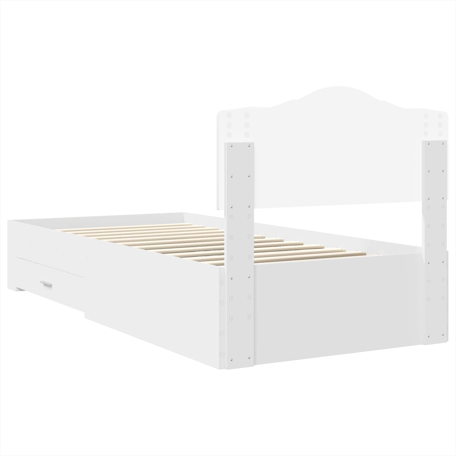 Bedframe met hoofdeinde met lade Wit 90 x 190 cm Bewerkt hout is nu te koop bij PeponiXL, paradijselijk wonen!