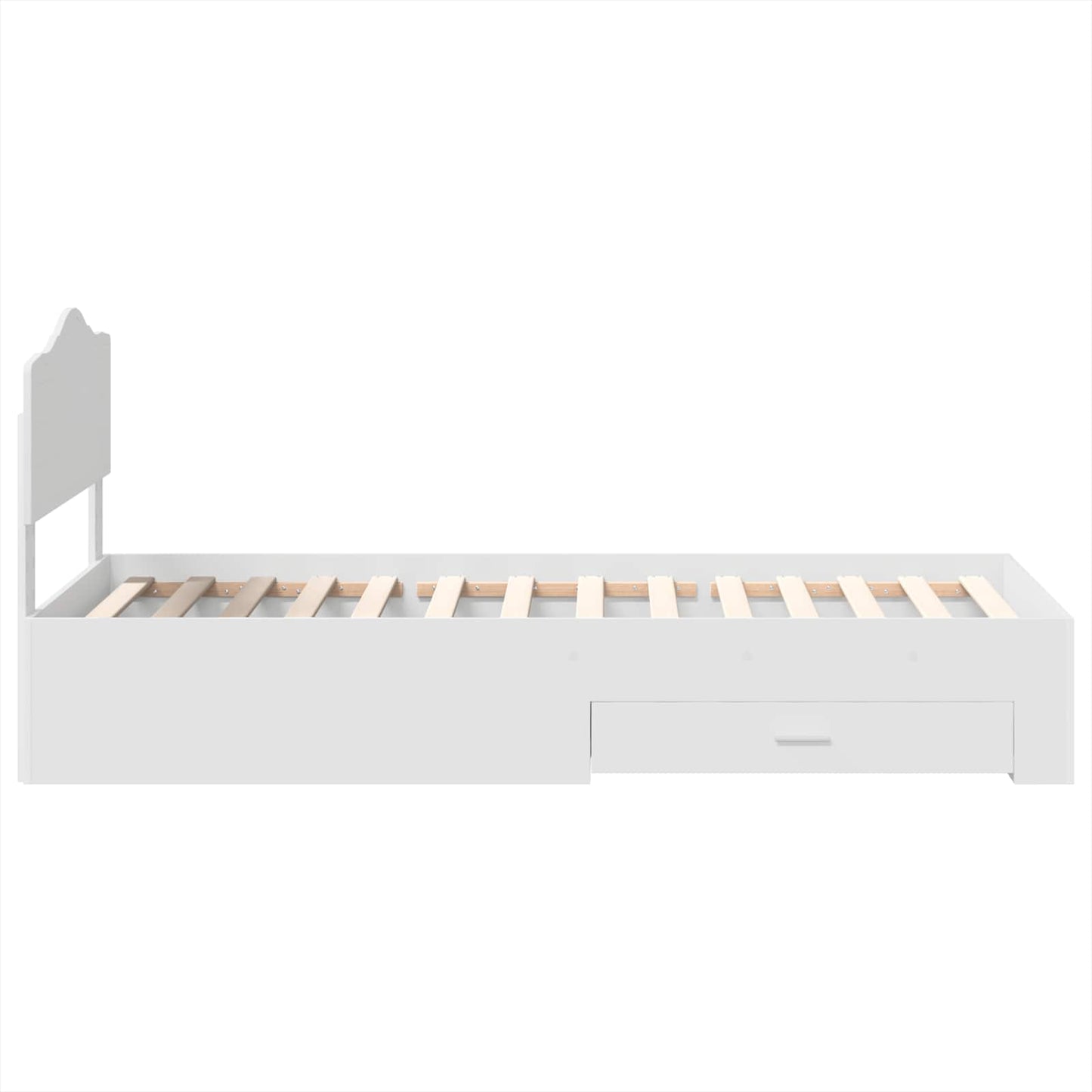 Bedframe met hoofdeinde met lade Wit 90 x 190 cm Bewerkt hout is nu te koop bij PeponiXL, paradijselijk wonen!