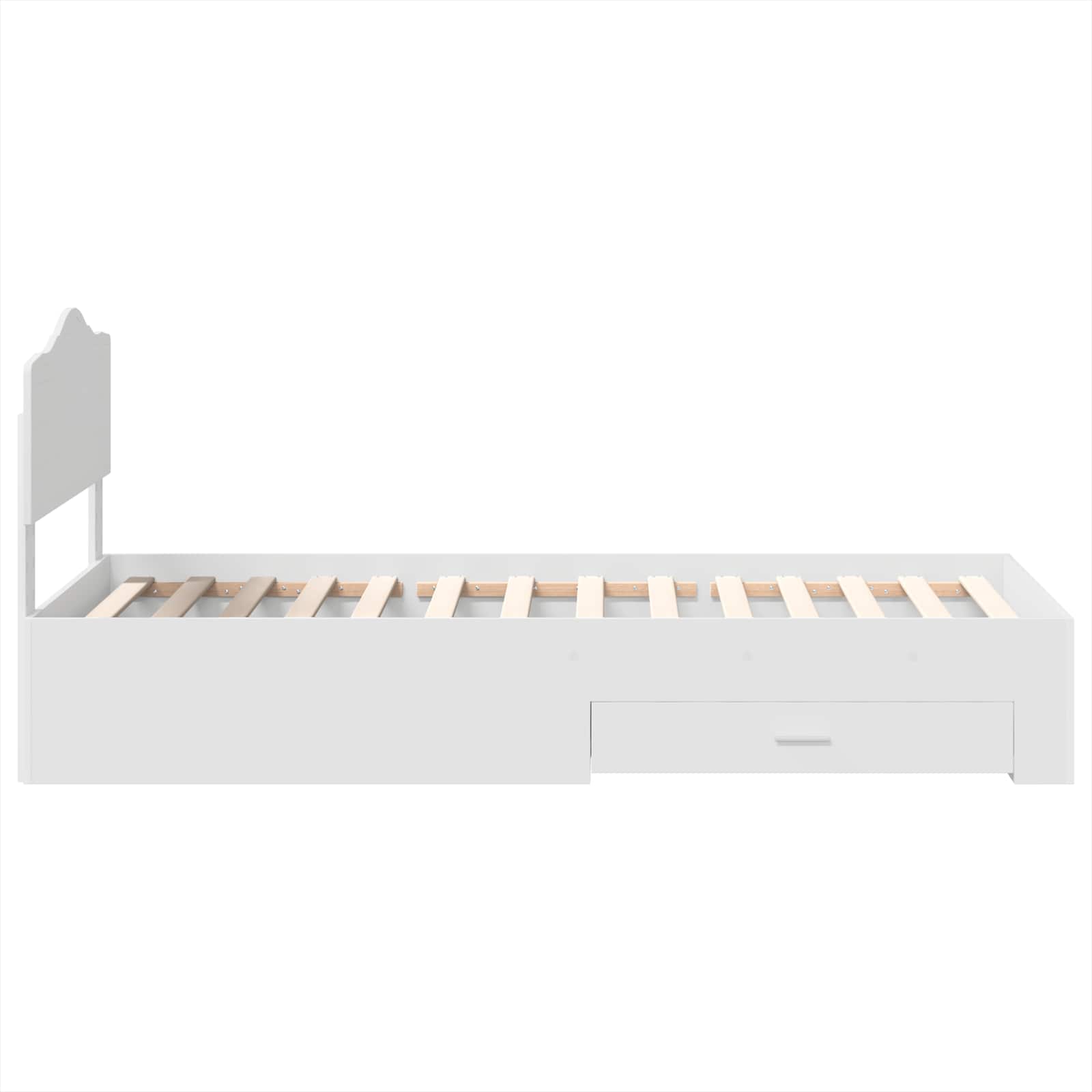 Bedframe met hoofdeinde met lade Wit 90 x 190 cm Bewerkt hout is nu te koop bij PeponiXL, paradijselijk wonen!