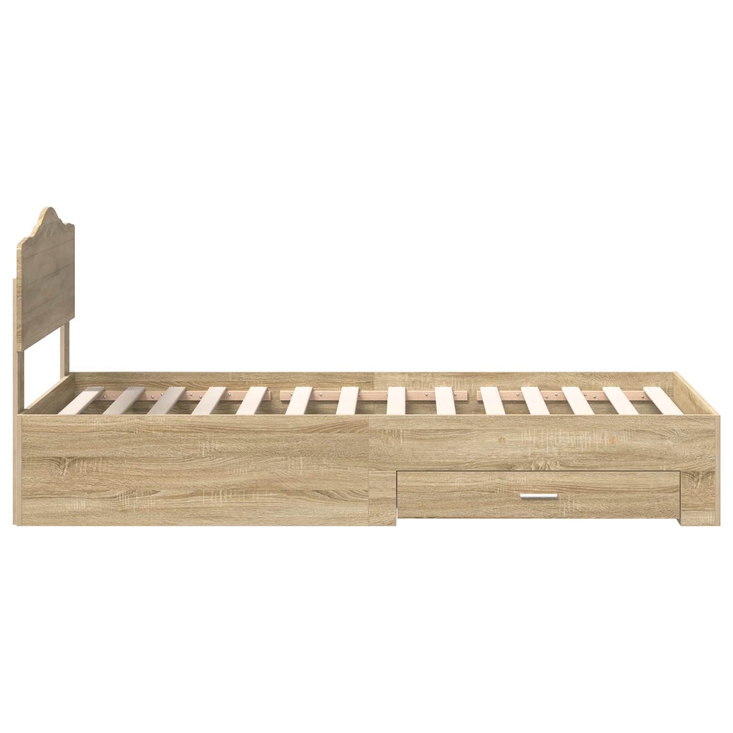 Bedframe met hoofdeinde Sonoma Eiken 90 x 190 cm Bewerkt hout is nu te koop bij PeponiXL, paradijselijk wonen!