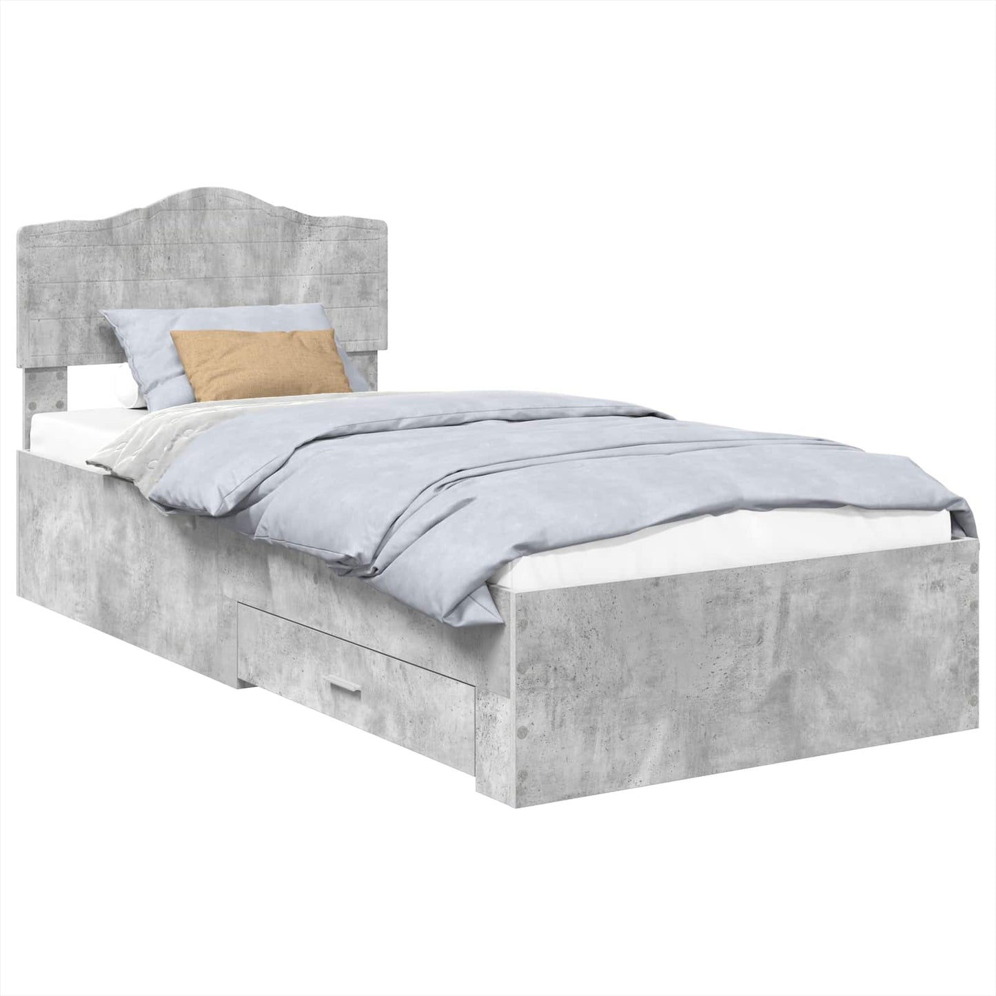 Bedframe met hoofdeinde Beton Grijs 90 x 190 cm Bewerkt hout is nu te koop bij PeponiXL, paradijselijk wonen!
