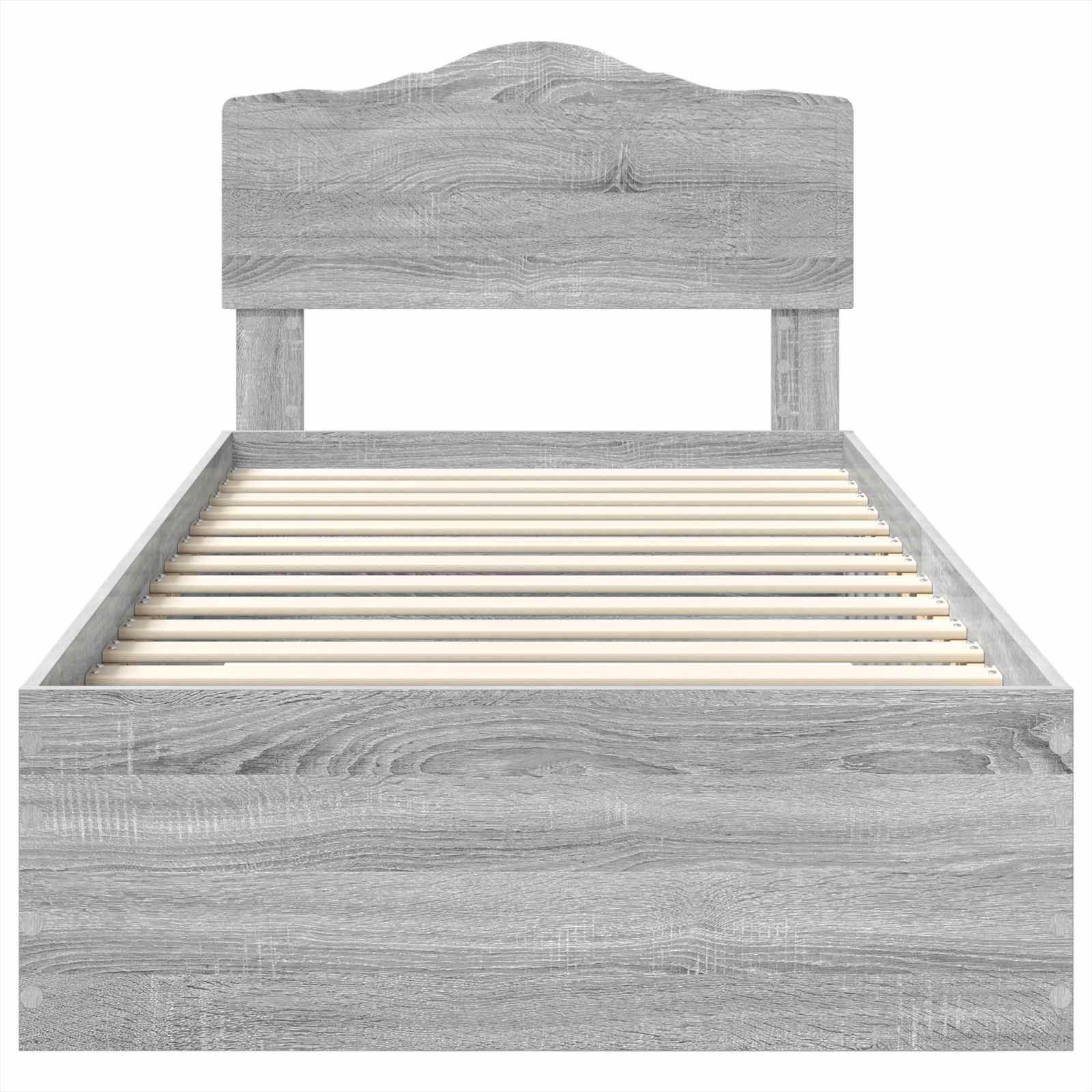 Bedframe met hoofdeinde Grijs Sonoma 90 x 190 cm Bewerkt hout is nu te koop bij PeponiXL, paradijselijk wonen!