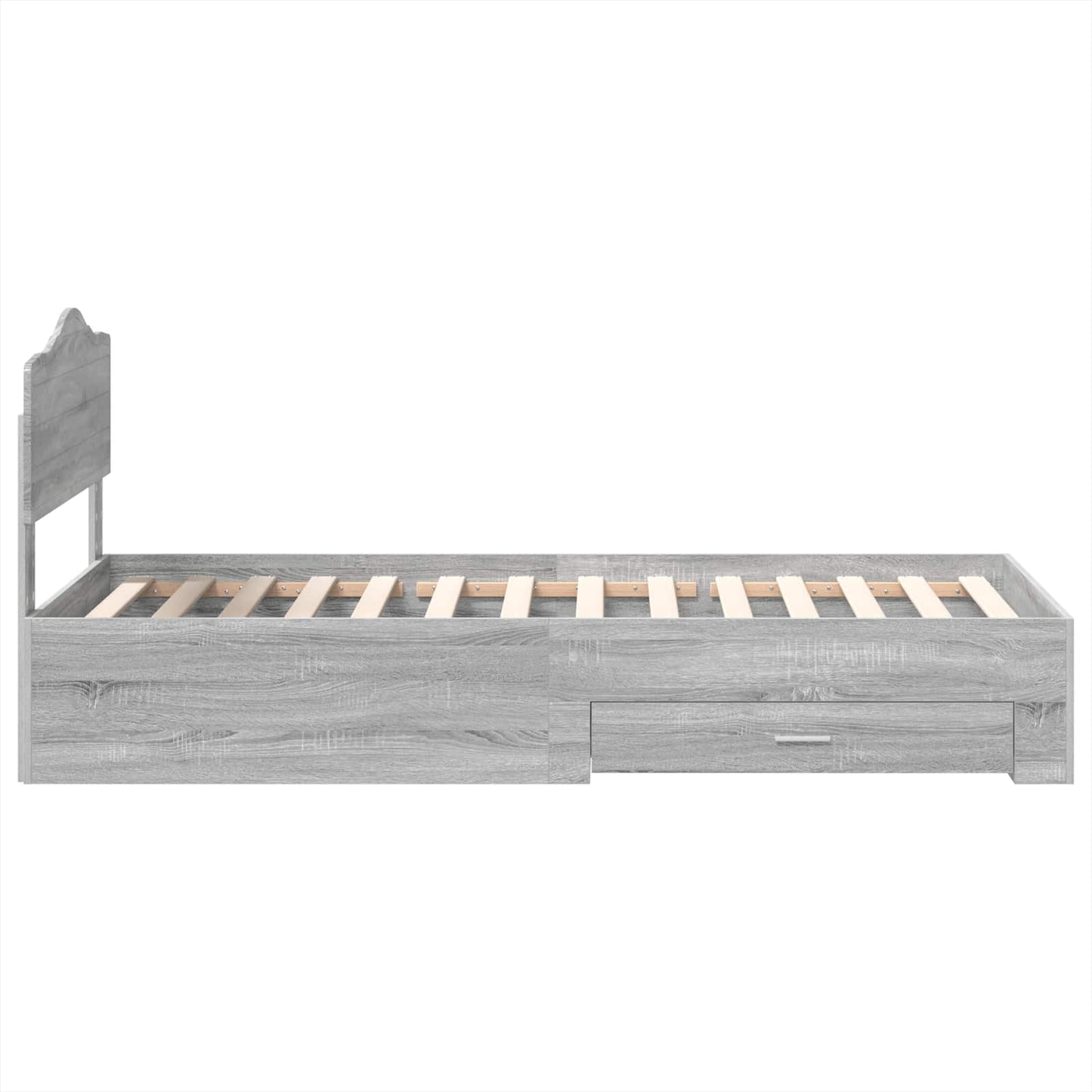 Bedframe met hoofdeinde Grijs Sonoma 90 x 190 cm Bewerkt hout is nu te koop bij PeponiXL, paradijselijk wonen!