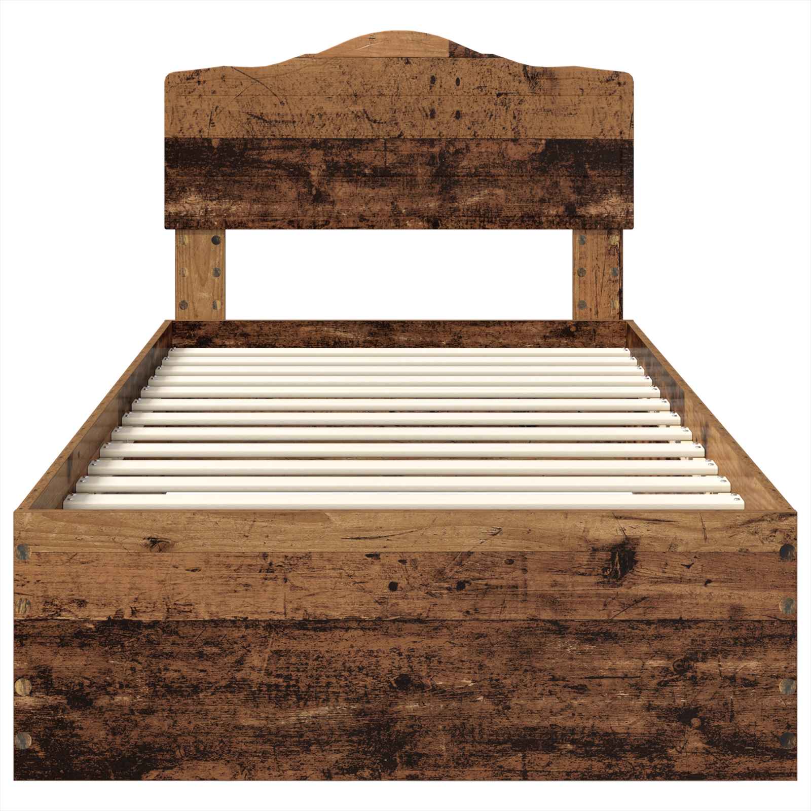 Bedframe met hoofdeinde Oudhout 90 x 190 cm Bewerkt hout is nu te koop bij PeponiXL, paradijselijk wonen!
