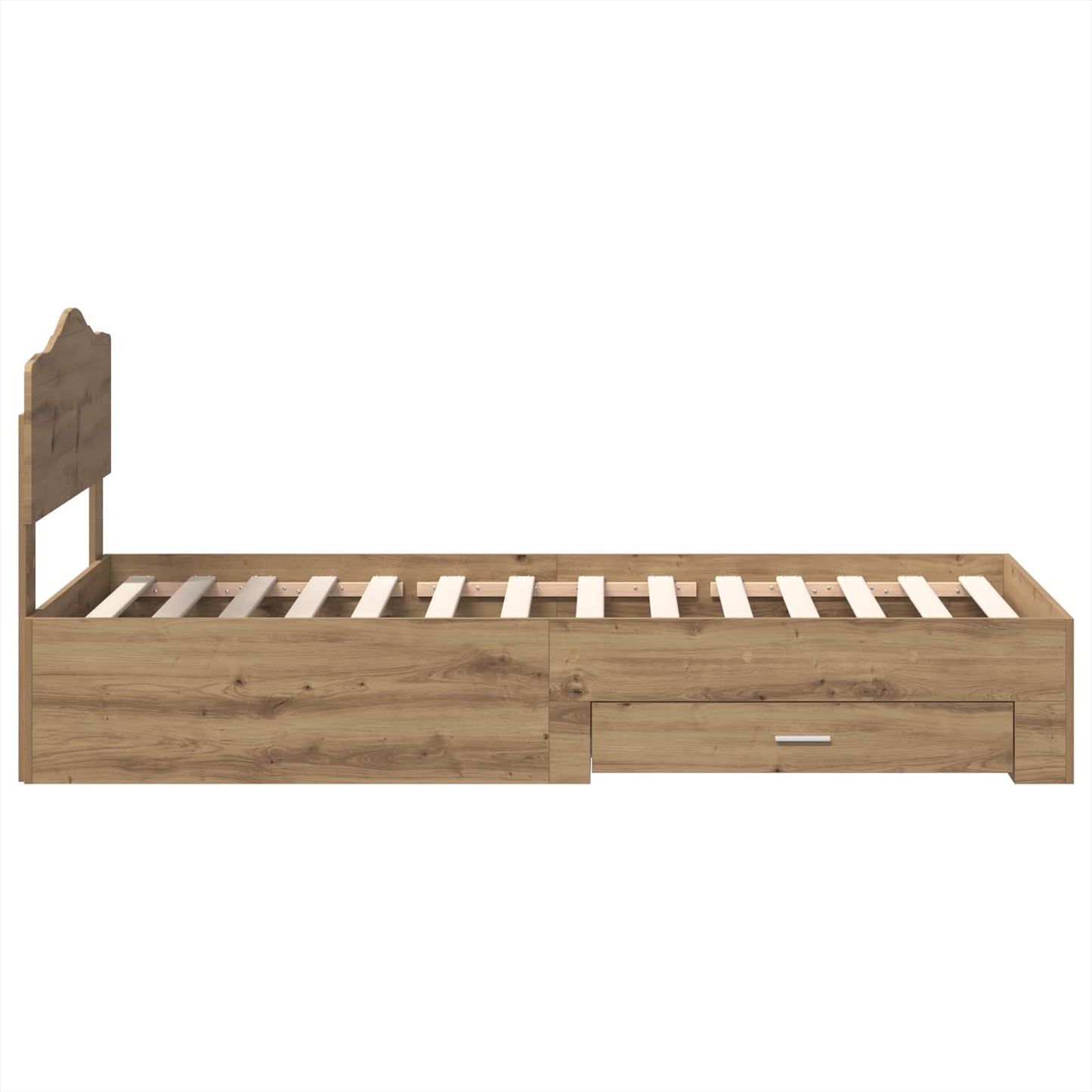 Bedframe met hoofdeinde Artisan Eiken 90 x 190 cm Bewerkt hout is nu te koop bij PeponiXL, paradijselijk wonen!