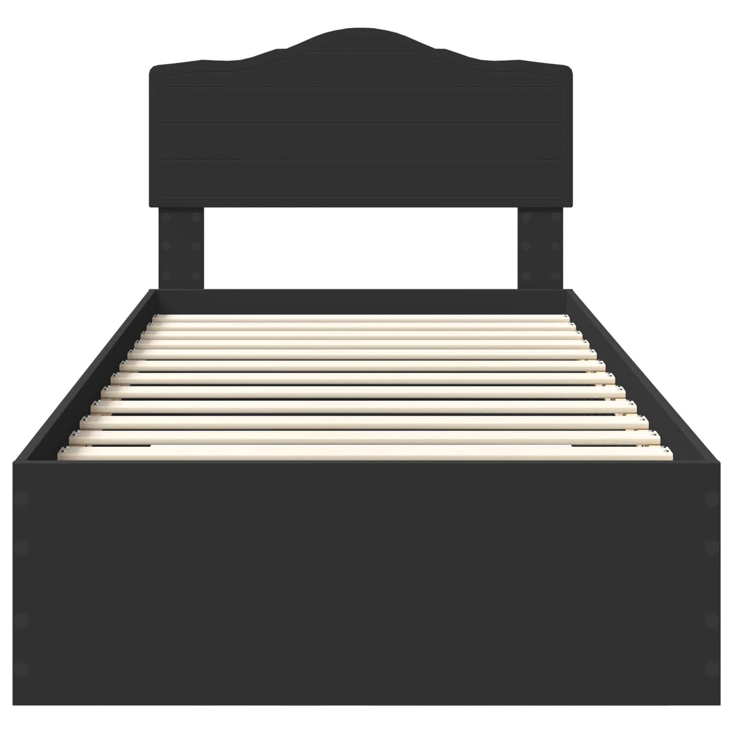 Bedframe met hoofdeinde met lade Zwart 70 x 190 cm Bewerkt hout is nu te koop bij PeponiXL, paradijselijk wonen!