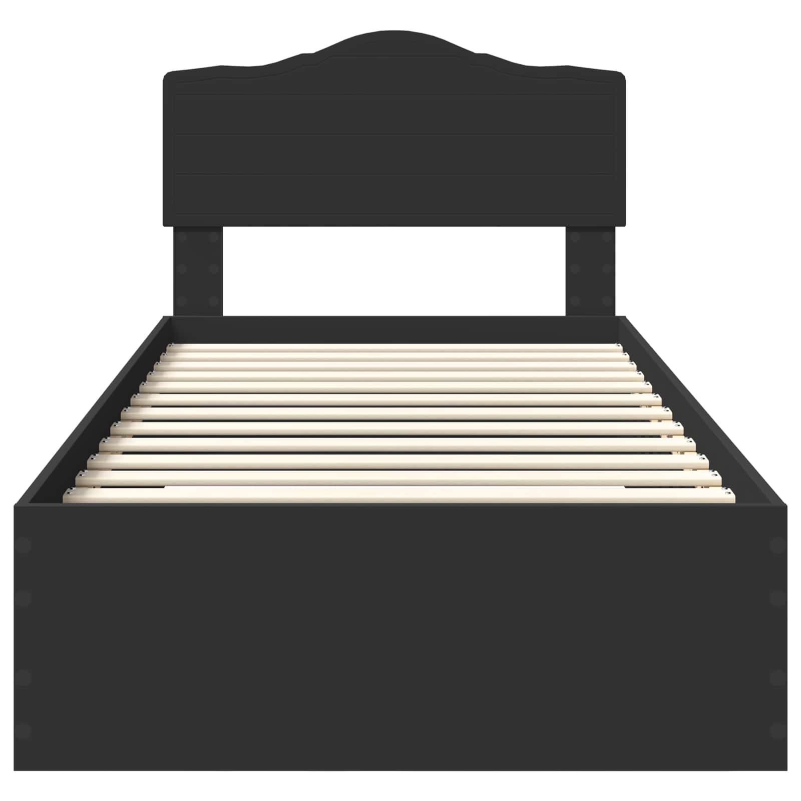 Bedframe met hoofdeinde met lade Zwart 70 x 190 cm Bewerkt hout is nu te koop bij PeponiXL, paradijselijk wonen!