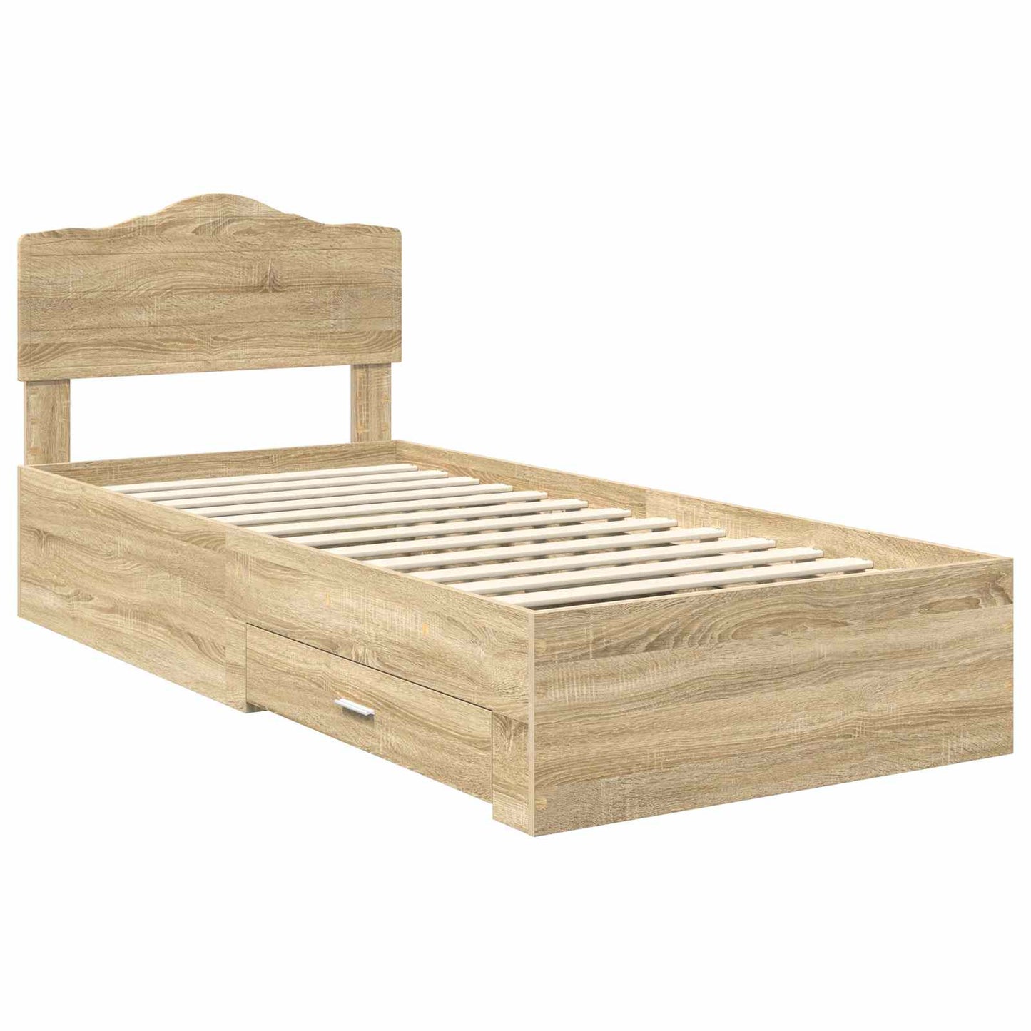 Bedframe met hoofdeinde Sonoma Eiken 70 x 190 cm Bewerkt hout is nu te koop bij PeponiXL, paradijselijk wonen!