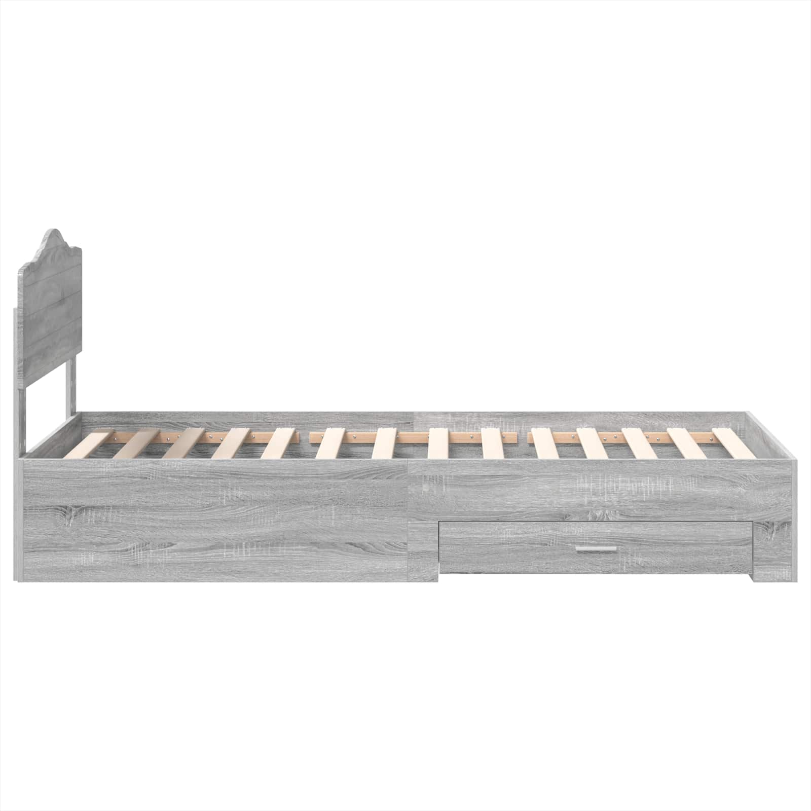 Bedframe met hoofdeinde Grijs Sonoma 70 x 190 cm Bewerkt hout is nu te koop bij PeponiXL, paradijselijk wonen!