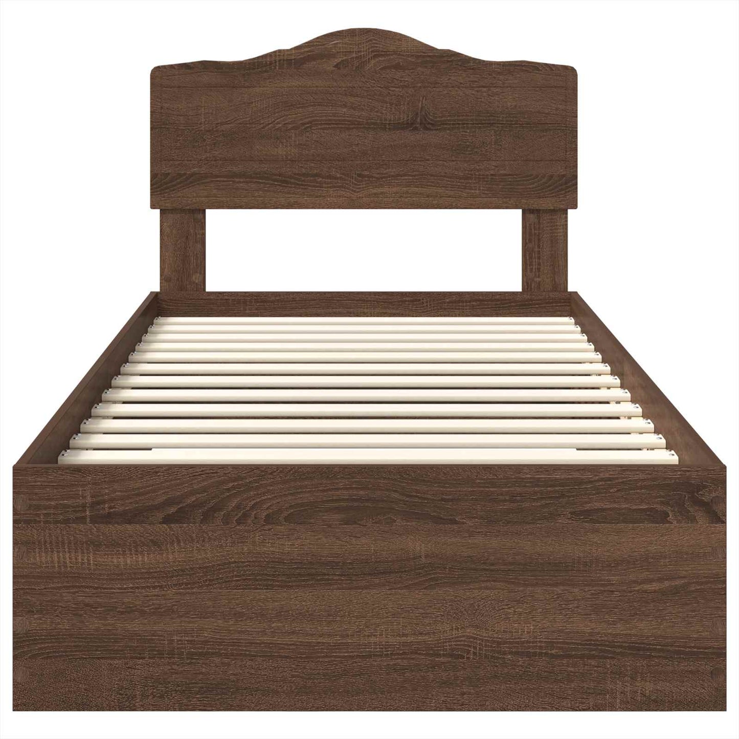 Bedframe met hoofdeinde Bruin Eiken 70 x 190 cm Bewerkt hout is nu te koop bij PeponiXL, paradijselijk wonen!