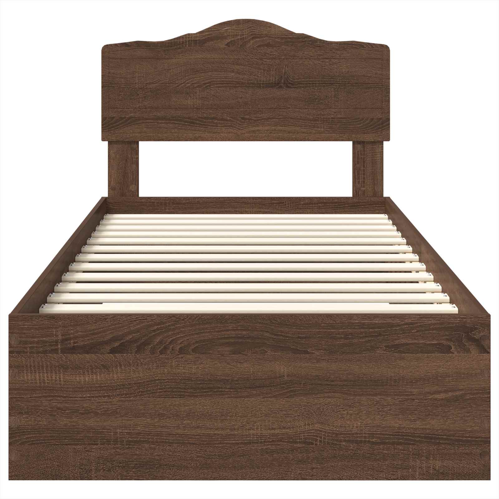 Bedframe met hoofdeinde Bruin Eiken 70 x 190 cm Bewerkt hout is nu te koop bij PeponiXL, paradijselijk wonen!