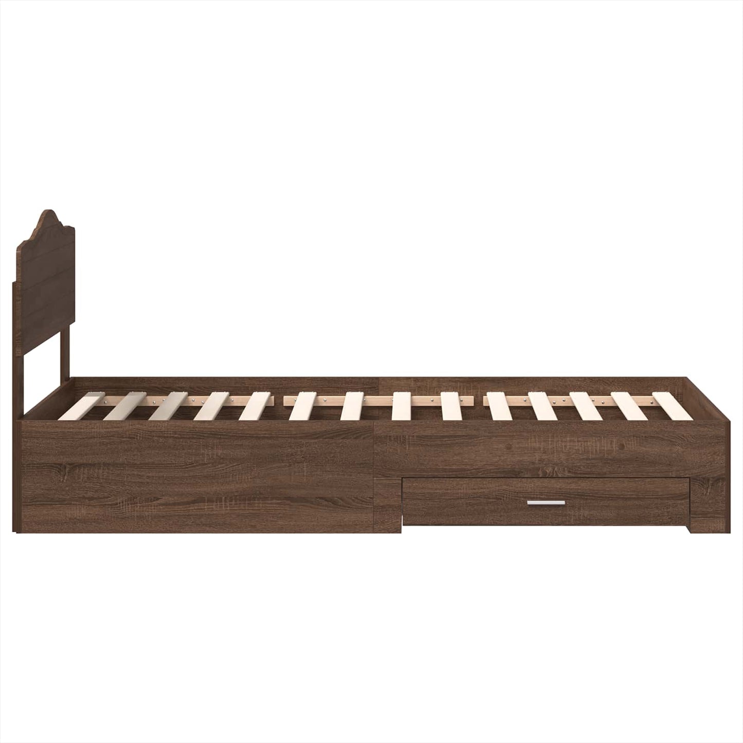 Bedframe met hoofdeinde Bruin Eiken 70 x 190 cm Bewerkt hout is nu te koop bij PeponiXL, paradijselijk wonen!