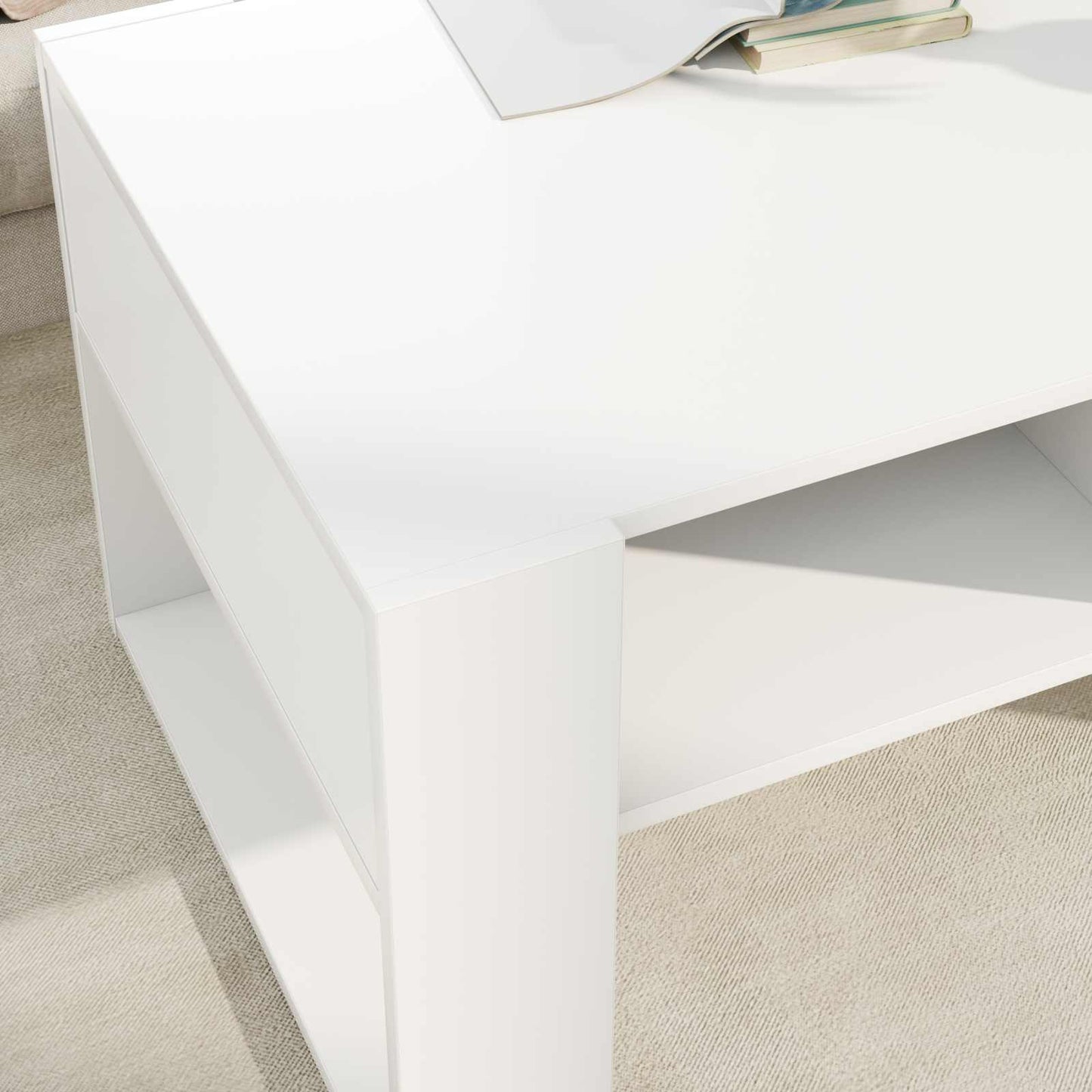 Salontafel met opslag Wit 92 x 53 x 45 cm Bewerkt hout is nu te koop bij PeponiXL, paradijselijk wonen!