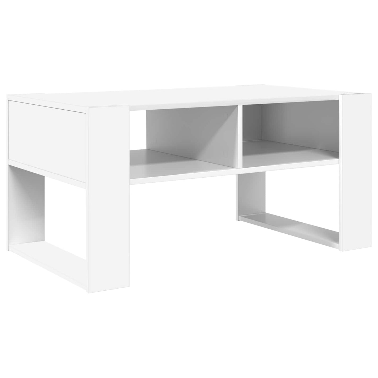 Salontafel met opslag Wit 92 x 53 x 45 cm Bewerkt hout is nu te koop bij PeponiXL, paradijselijk wonen!