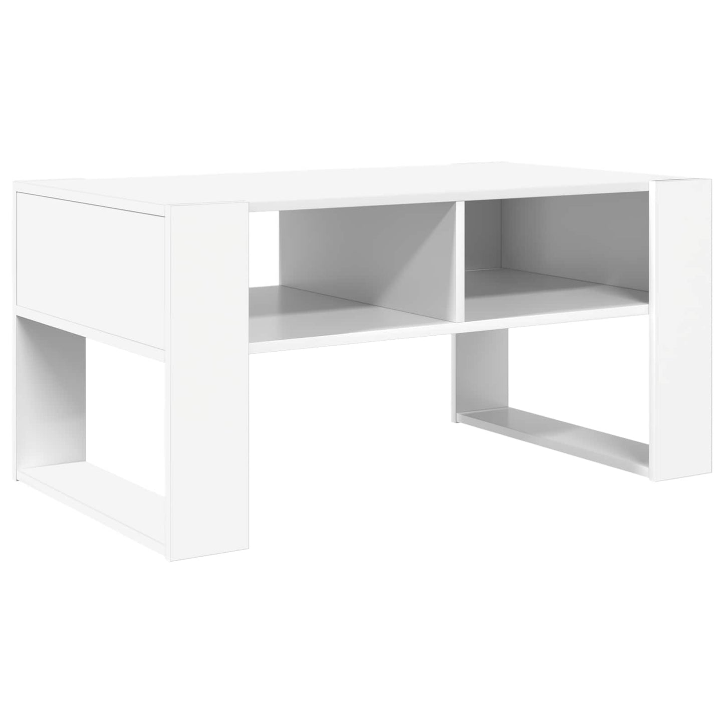 Salontafel met opslag Wit 92 x 53 x 45 cm Bewerkt hout is nu te koop bij PeponiXL, paradijselijk wonen!