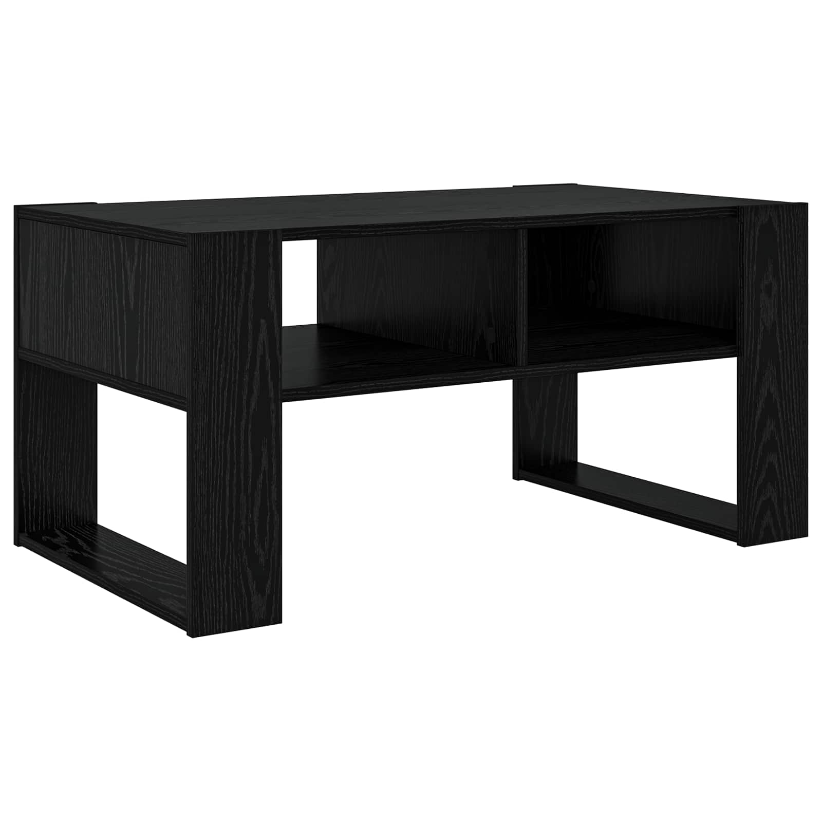 Salontafel met opslag Zwart Eiken 92 x 53 x 45 cm Bewerkt hout is nu te koop bij PeponiXL, paradijselijk wonen!