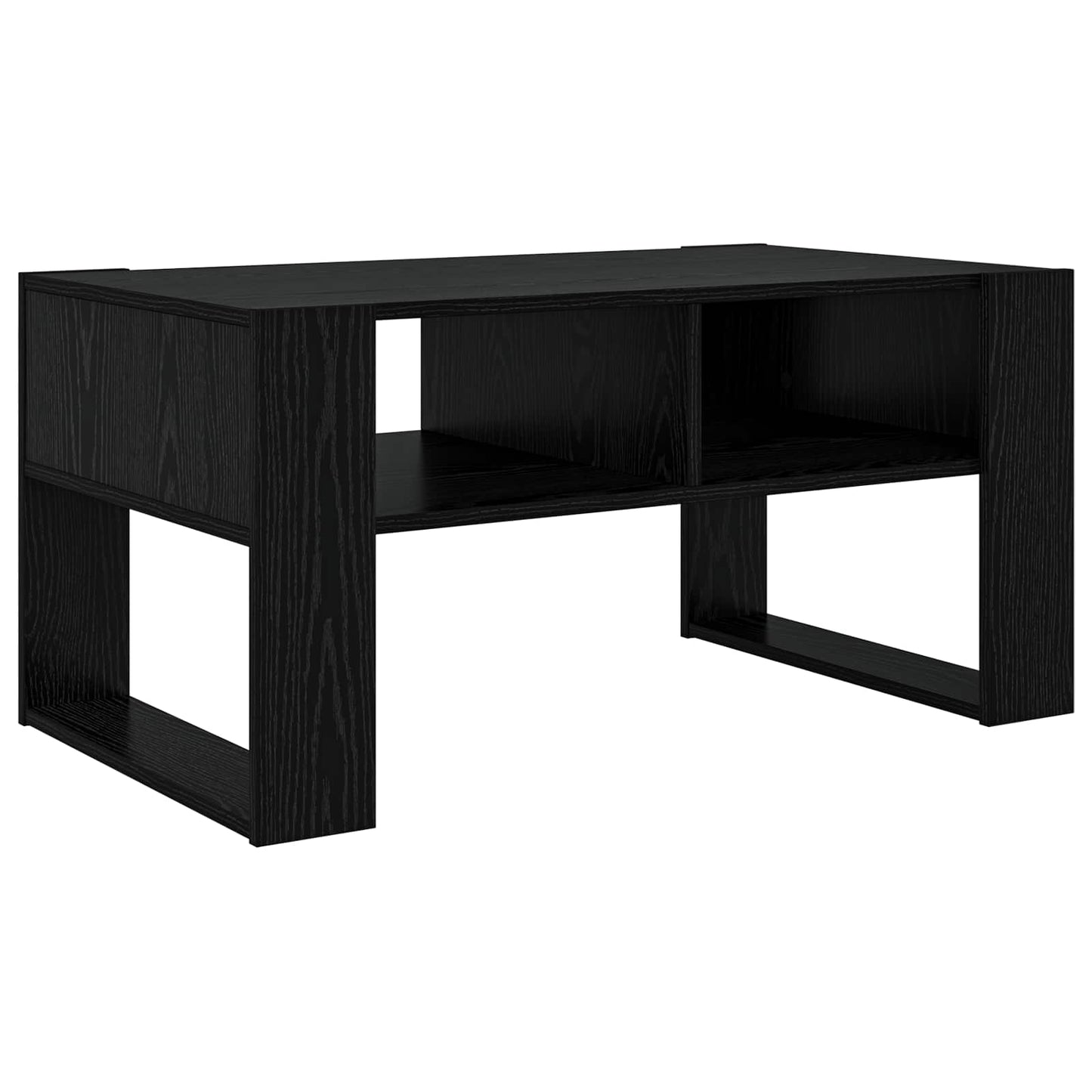 Salontafel met opslag Zwart Eiken 92 x 53 x 45 cm Bewerkt hout is nu te koop bij PeponiXL, paradijselijk wonen!