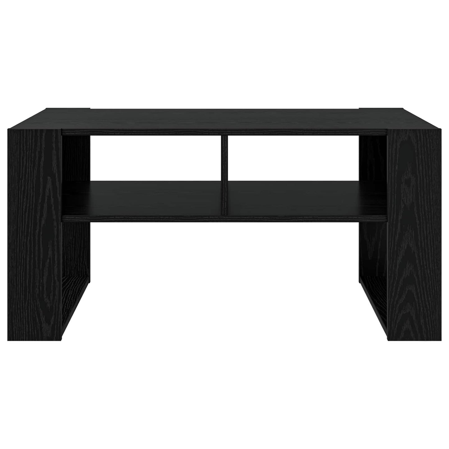 Salontafel met opslag Zwart Eiken 92 x 53 x 45 cm Bewerkt hout is nu te koop bij PeponiXL, paradijselijk wonen!