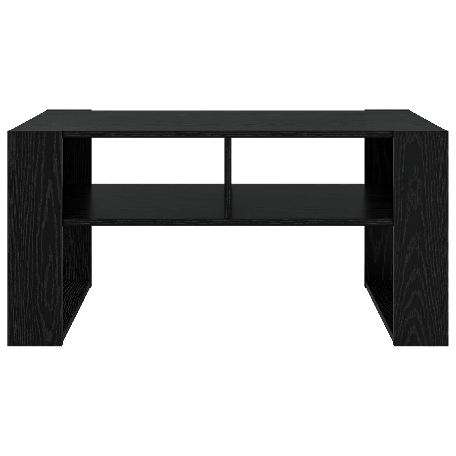 Salontafel met opslag Zwart Eiken 92 x 53 x 45 cm Bewerkt hout is nu te koop bij PeponiXL, paradijselijk wonen!