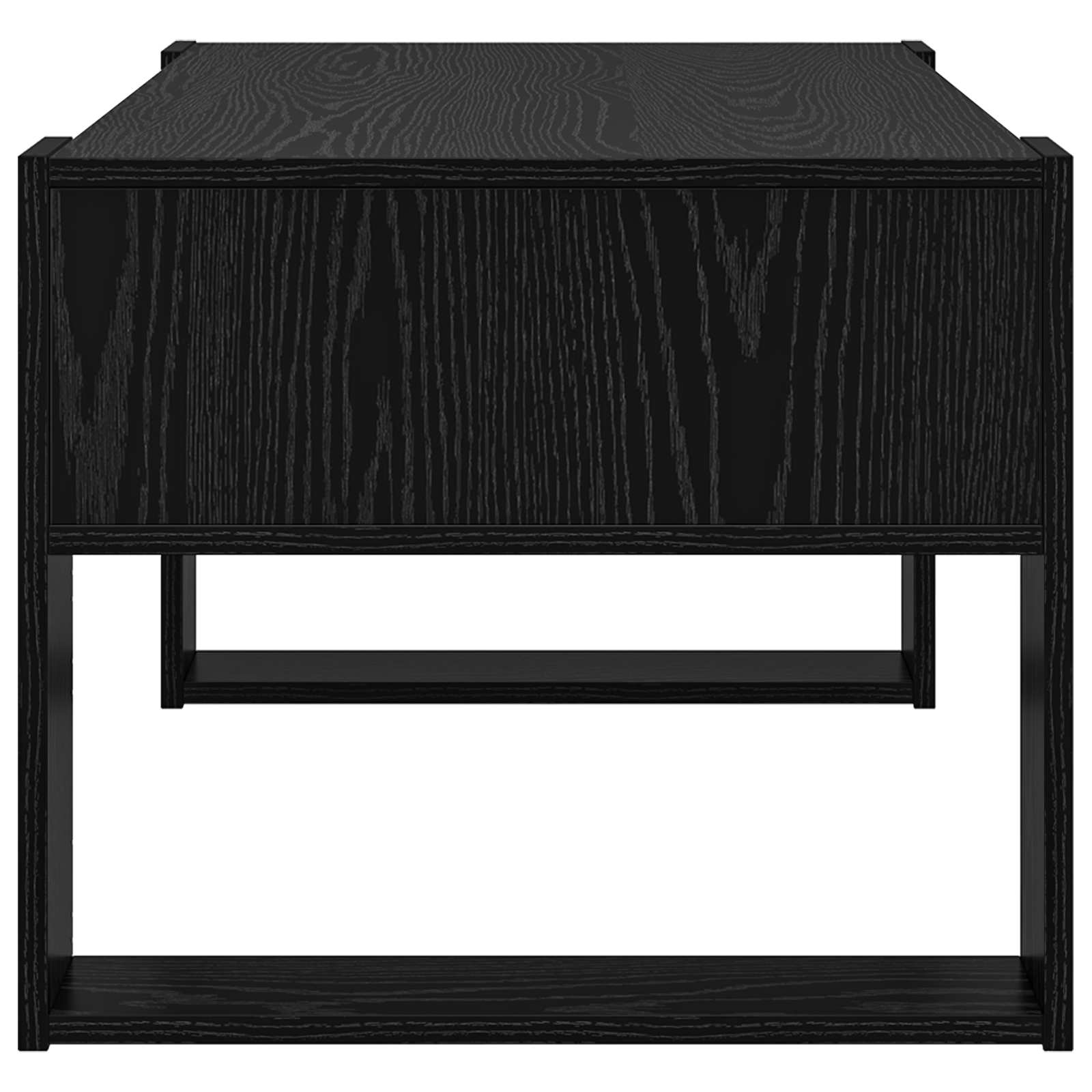 Salontafel met opslag Zwart Eiken 92 x 53 x 45 cm Bewerkt hout is nu te koop bij PeponiXL, paradijselijk wonen!