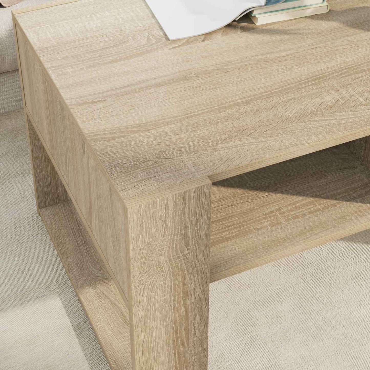 Salontafel met opslag Sonoma Eiken 92 x 53 x 45 cm Bewerkt hout is nu te koop bij PeponiXL, paradijselijk wonen!