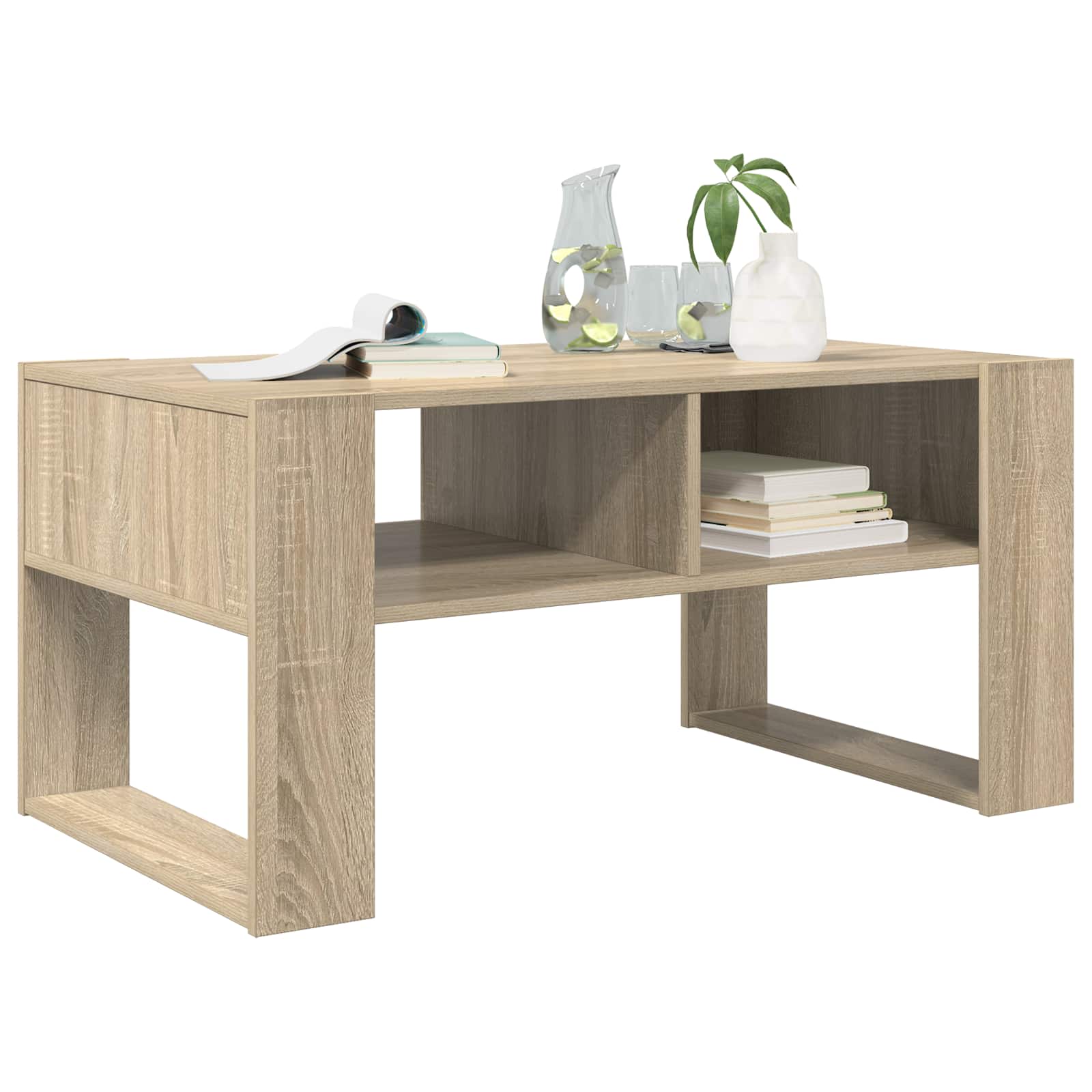 Salontafel met opslag Sonoma Eiken 92 x 53 x 45 cm Bewerkt hout is nu te koop bij PeponiXL, paradijselijk wonen!