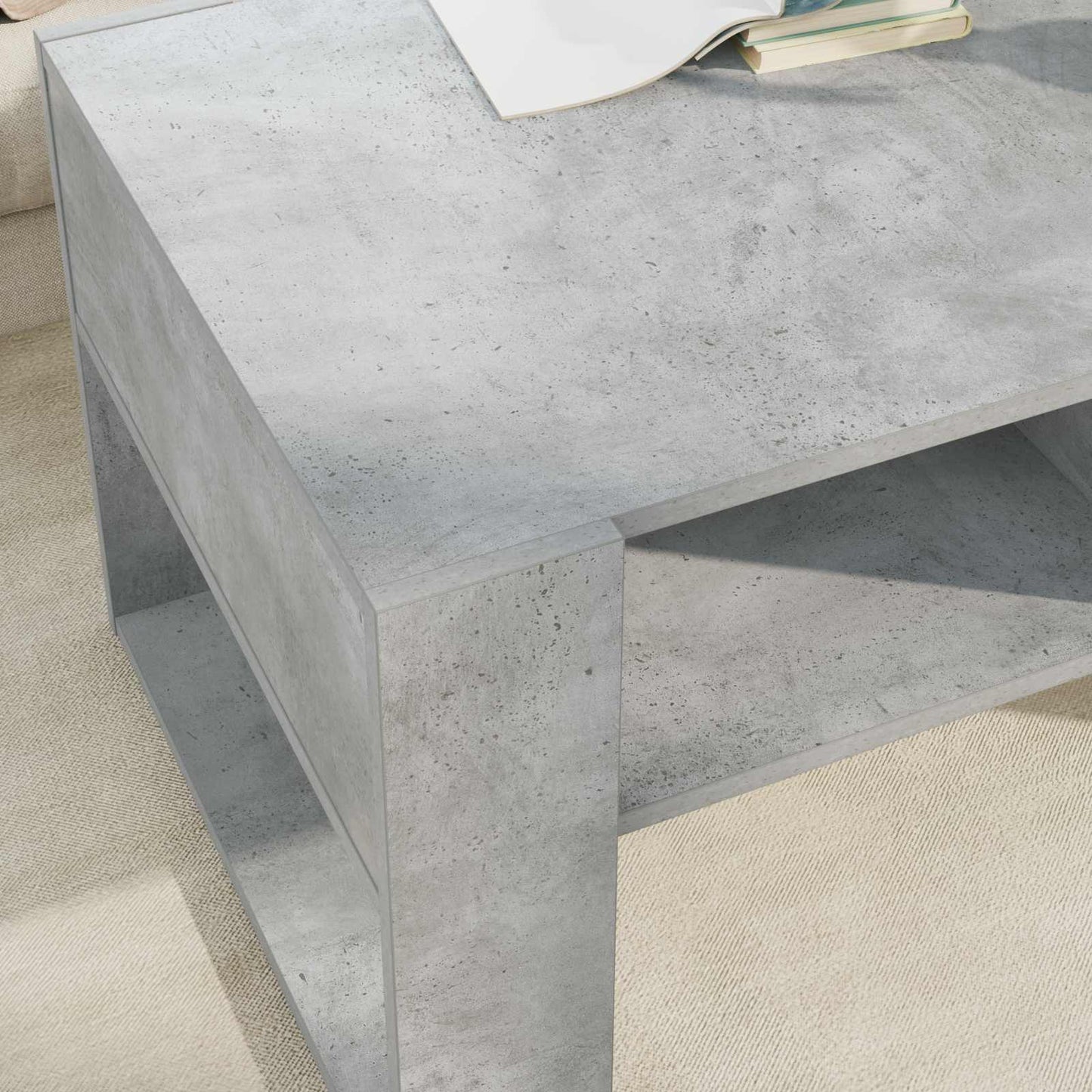 Salontafel met opslag Beton Grijs 92 x 53 x 45 cm Bewerkt hout is nu te koop bij PeponiXL, paradijselijk wonen!
