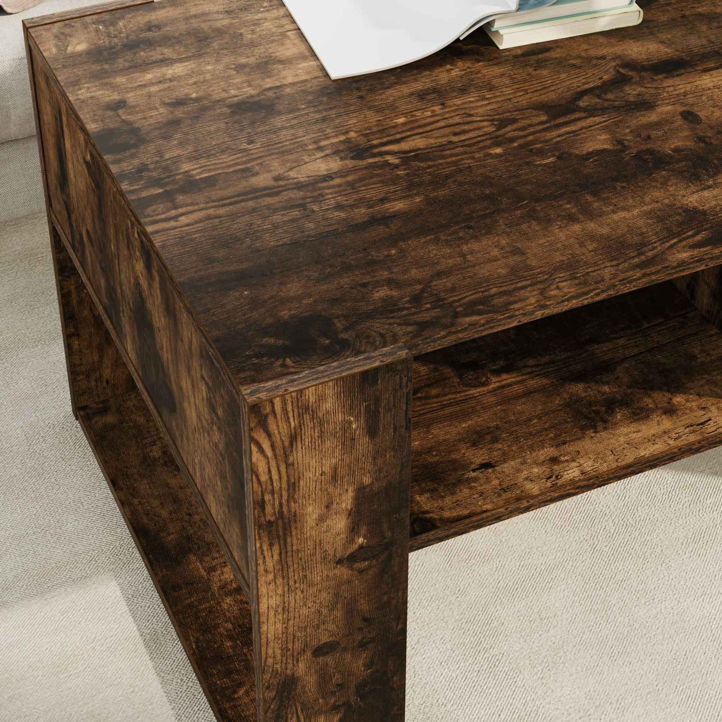 Salontafel Gerookt eiken 92 x 53 x 45 cm Bewerkt hout is nu te koop bij PeponiXL, paradijselijk wonen!