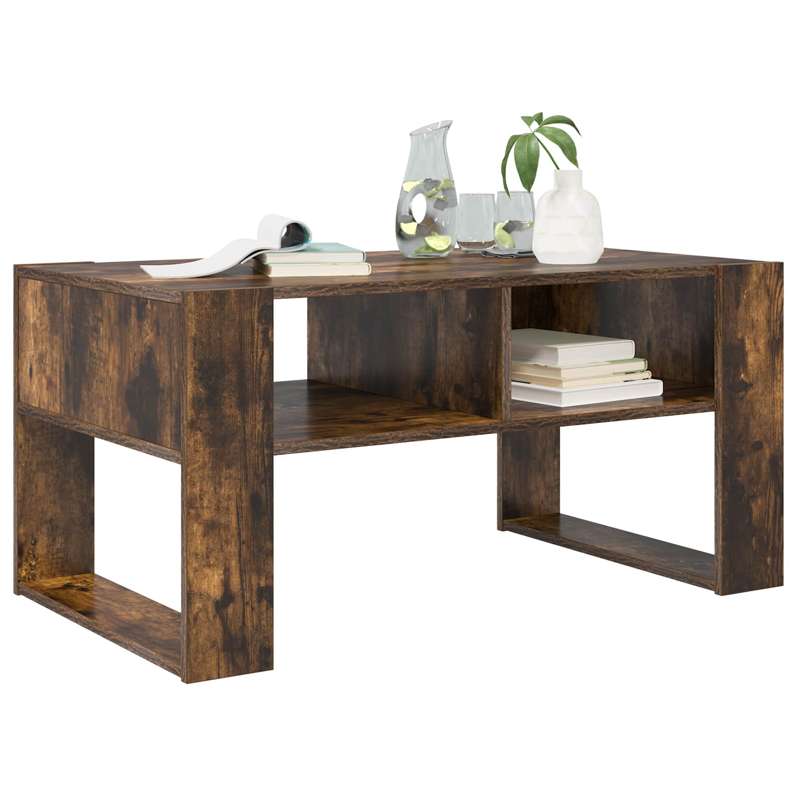 Salontafel Gerookt eiken 92 x 53 x 45 cm Bewerkt hout is nu te koop bij PeponiXL, paradijselijk wonen!