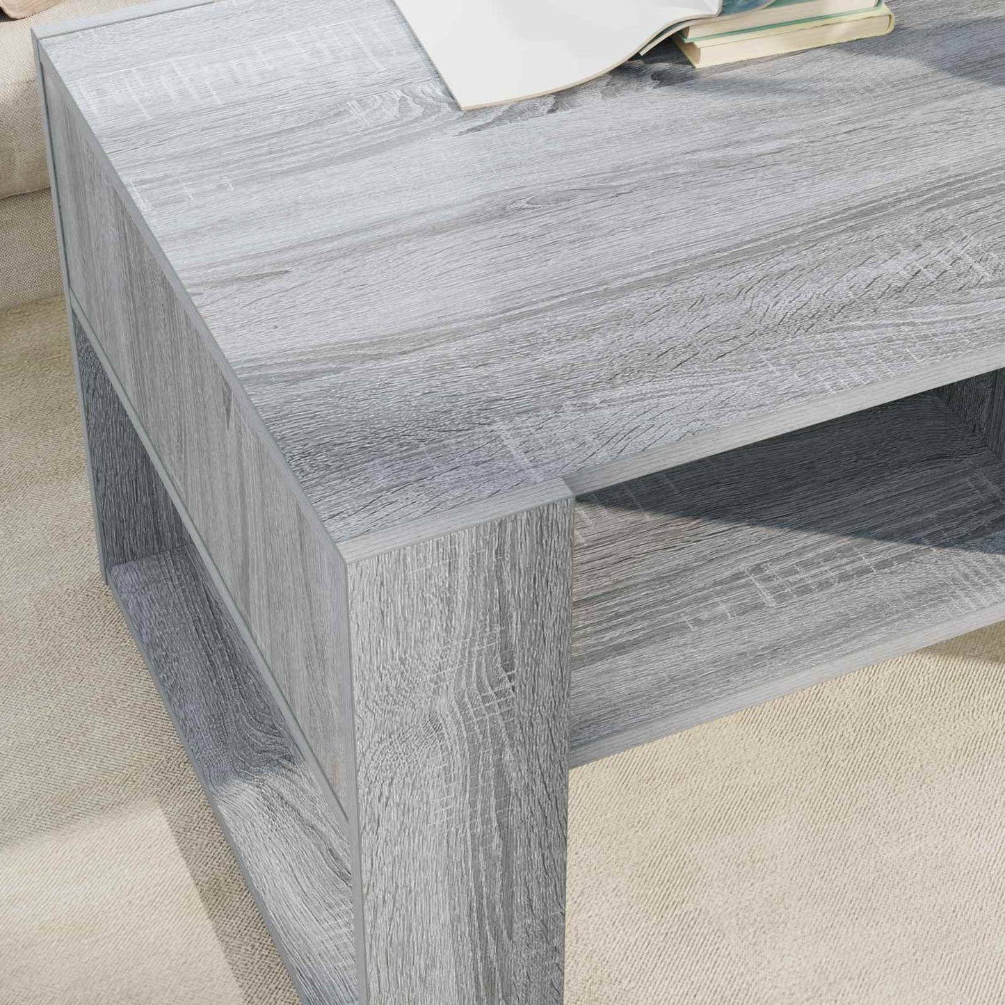 Salontafel met opslag Grijs Sonoma 92 x 53 x 45 cm Bewerkt hout is nu te koop bij PeponiXL, paradijselijk wonen!