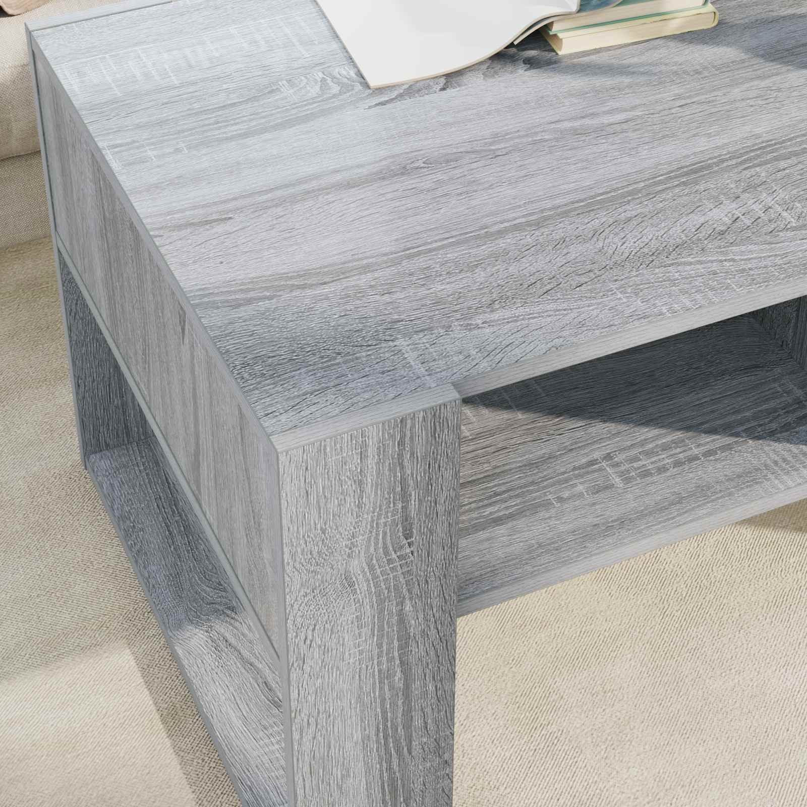 Salontafel met opslag Grijs Sonoma 92 x 53 x 45 cm Bewerkt hout is nu te koop bij PeponiXL, paradijselijk wonen!