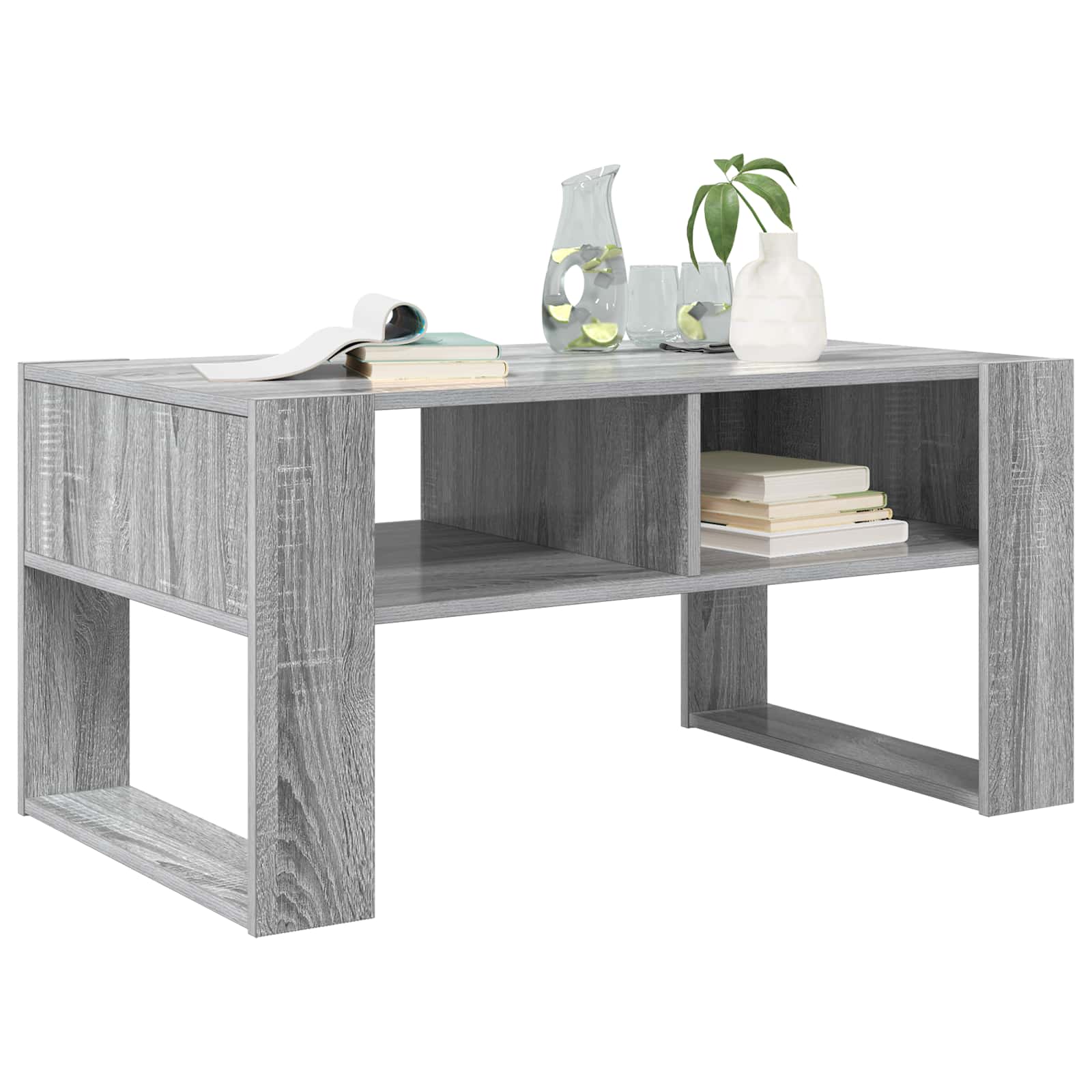 Salontafel met opslag Grijs Sonoma 92 x 53 x 45 cm Bewerkt hout is nu te koop bij PeponiXL, paradijselijk wonen!