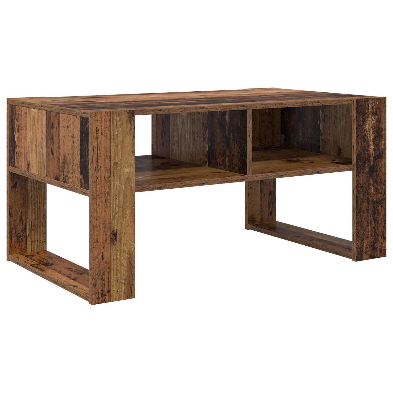 Salontafel met opslag Oudhout 92 x 53 x 45 cm Bewerkt hout is nu te koop bij PeponiXL, paradijselijk wonen!