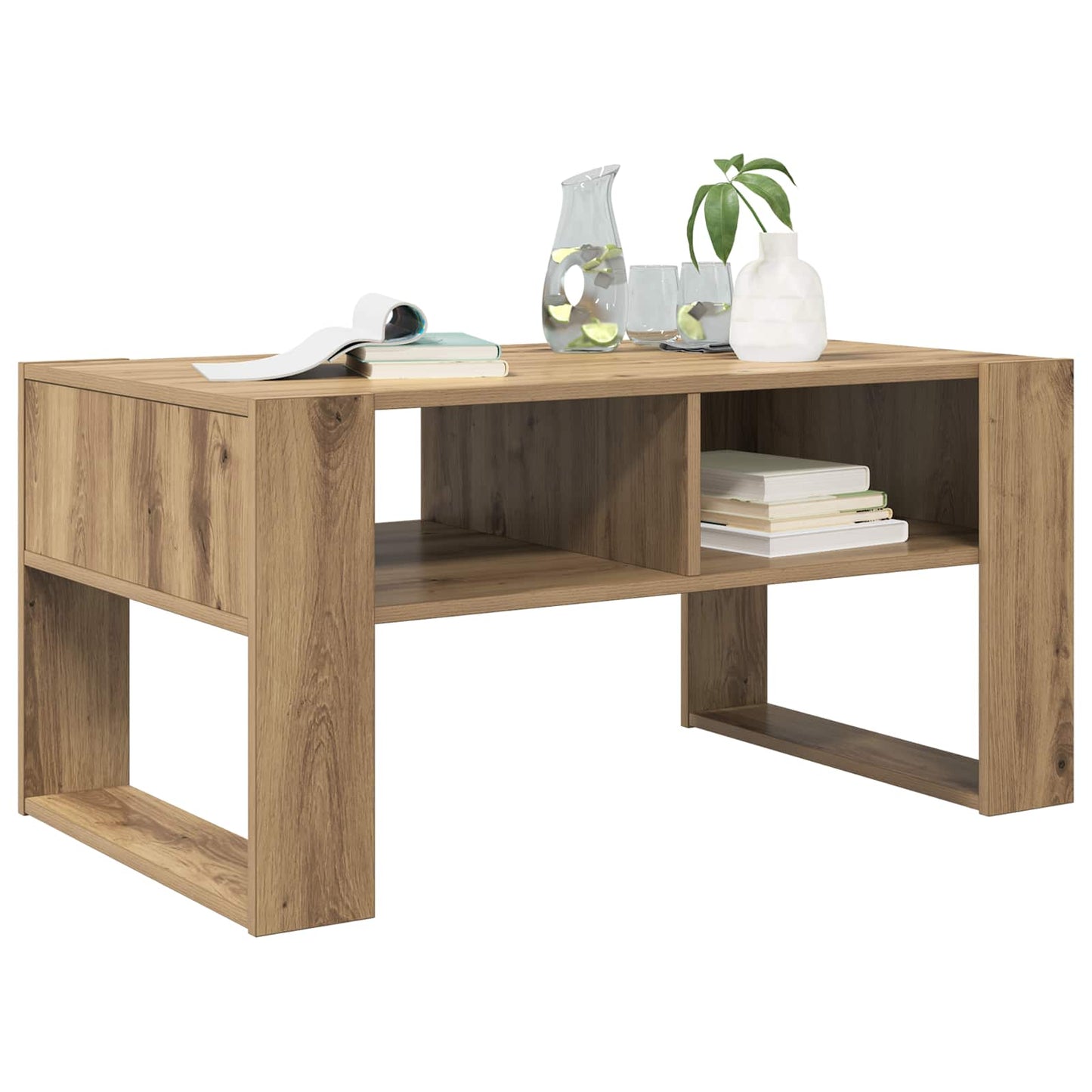 Salontafel Artisan Eiken 92 x 53 x 45 cm Bewerkt hout is nu te koop bij PeponiXL, paradijselijk wonen!