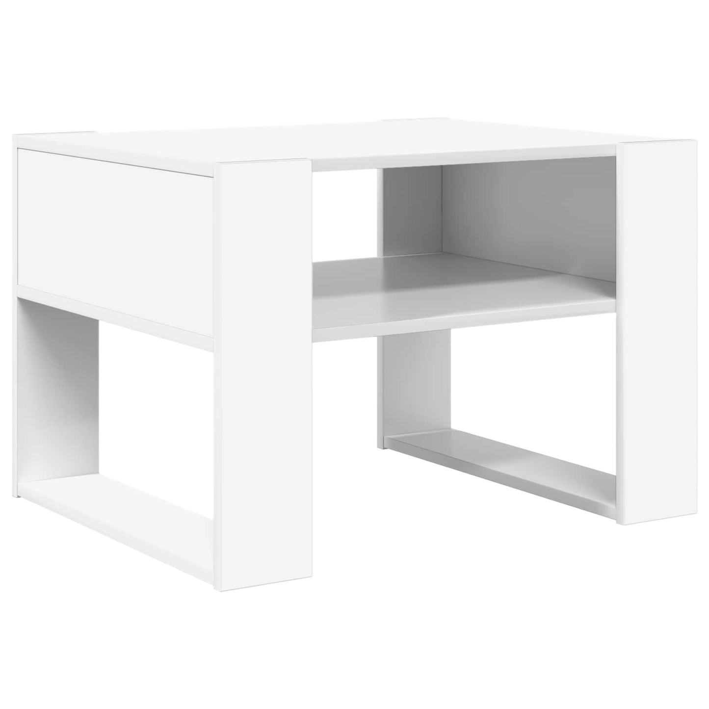 Salontafel met opslag Wit 66 x 53 x 45 cm Bewerkt hout is nu te koop bij PeponiXL, paradijselijk wonen!