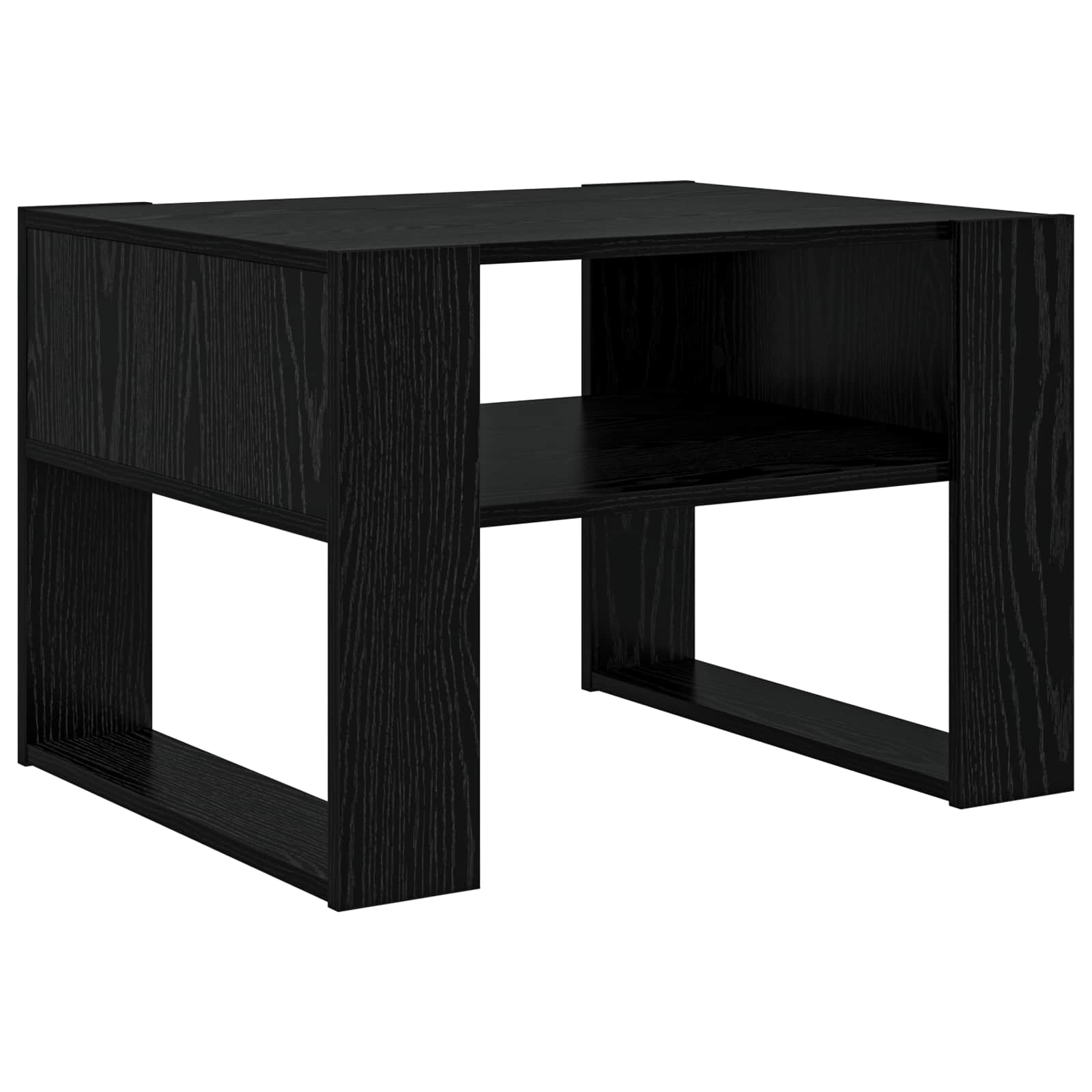 Salontafel met opslag Zwart Eiken 66 x 53 x 45 cm Bewerkt hout is nu te koop bij PeponiXL, paradijselijk wonen!