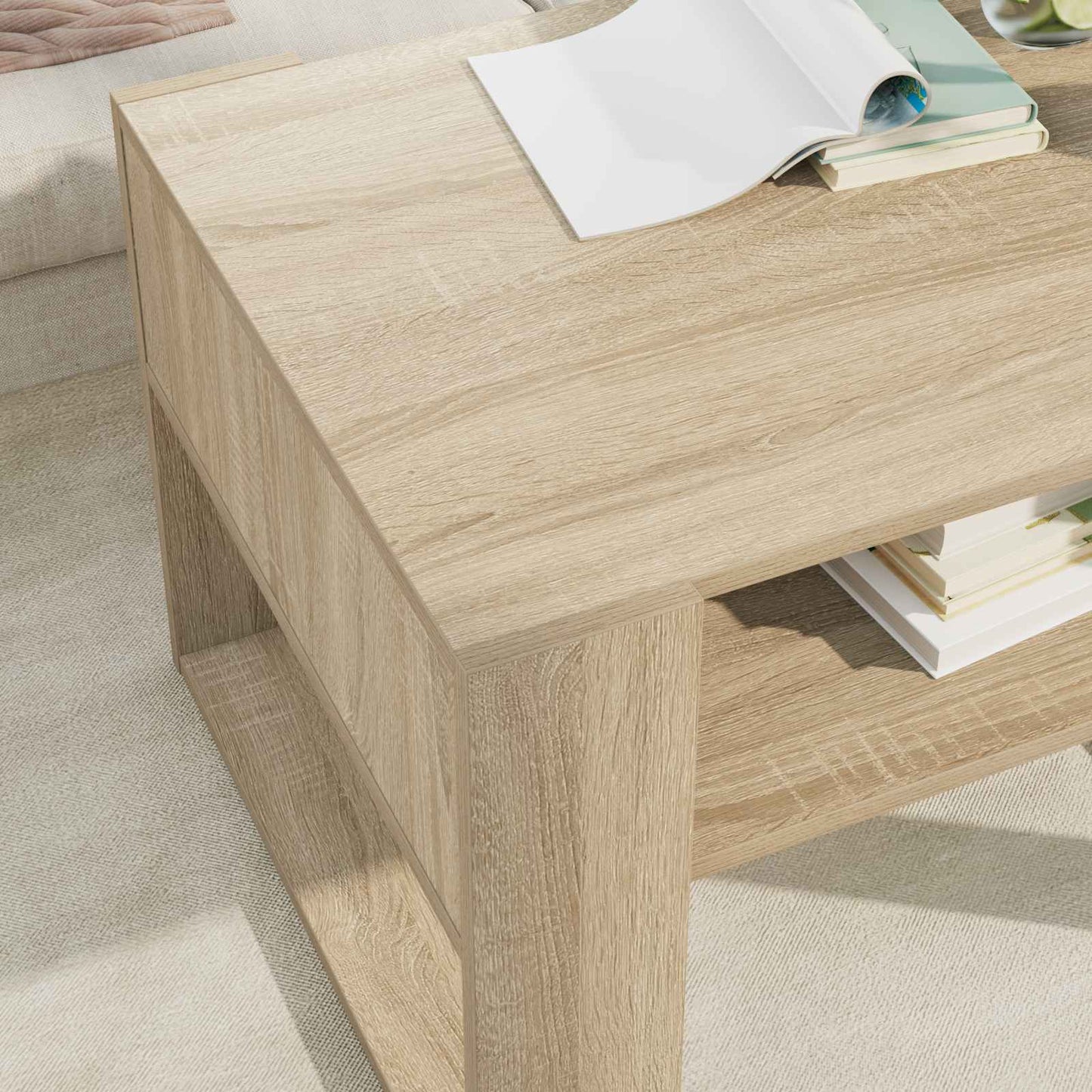 Salontafel met opslag Sonoma Eiken 66 x 53 x 45 cm Bewerkt hout is nu te koop bij PeponiXL, paradijselijk wonen!