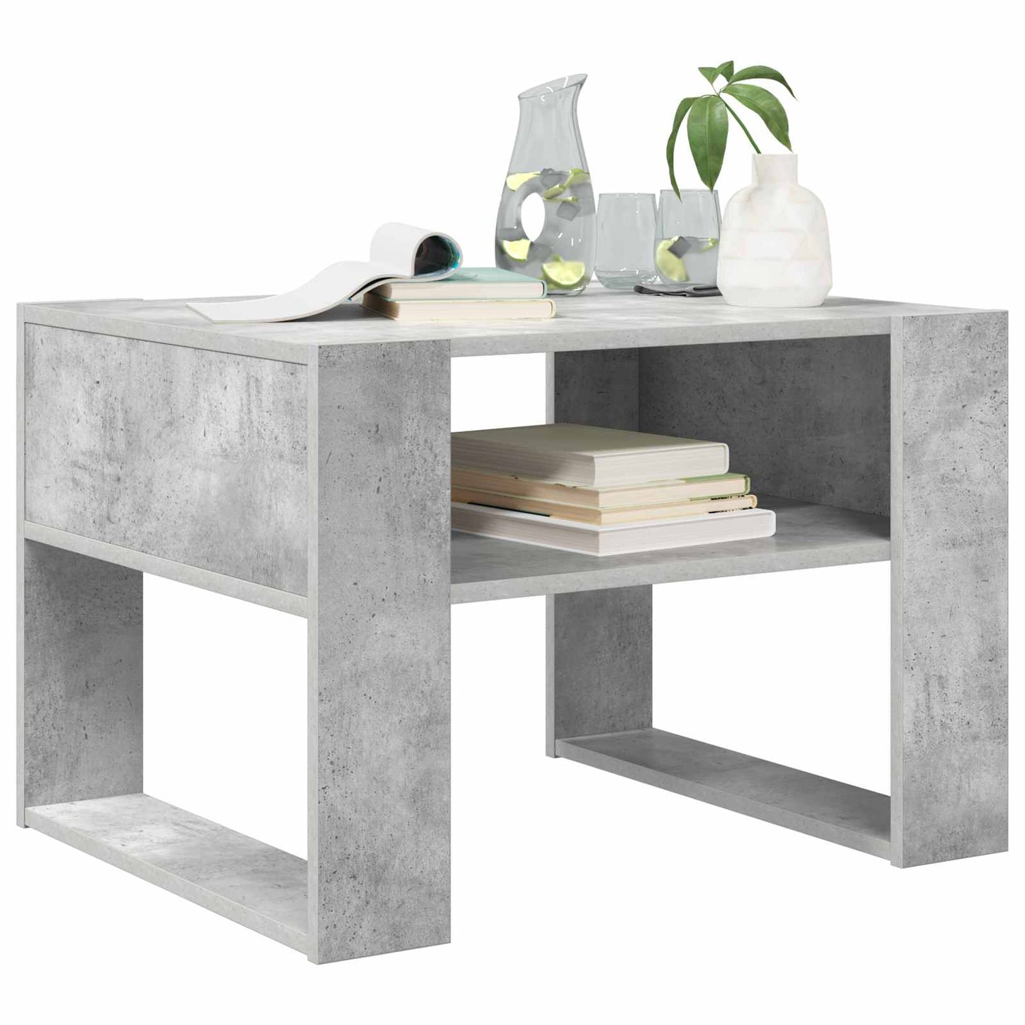 Salontafel met opslag Beton Grijs 66 x 53 x 45 cm Bewerkt hout is nu te koop bij PeponiXL, paradijselijk wonen!