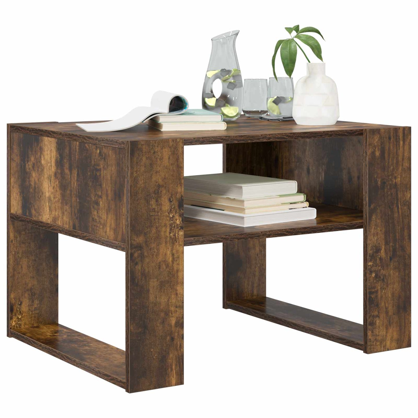 Salontafel Gerookt eiken 66 x 53 x 45 cm Bewerkt hout is nu te koop bij PeponiXL, paradijselijk wonen!