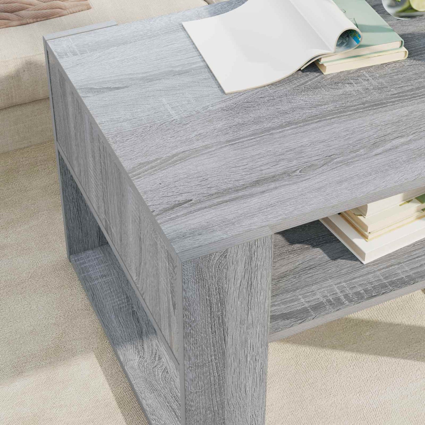 Salontafel met opslag Grijs Sonoma 66 x 53 x 45 cm Bewerkt hout is nu te koop bij PeponiXL, paradijselijk wonen!